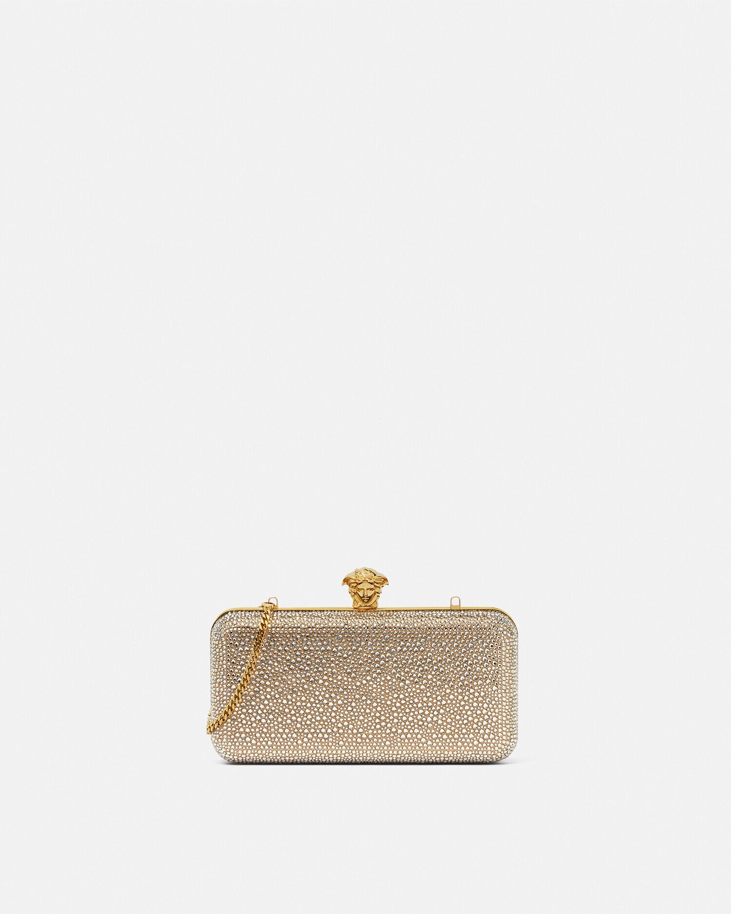 La Medusa Embellished Satin Clutch Pink | VERSACE US