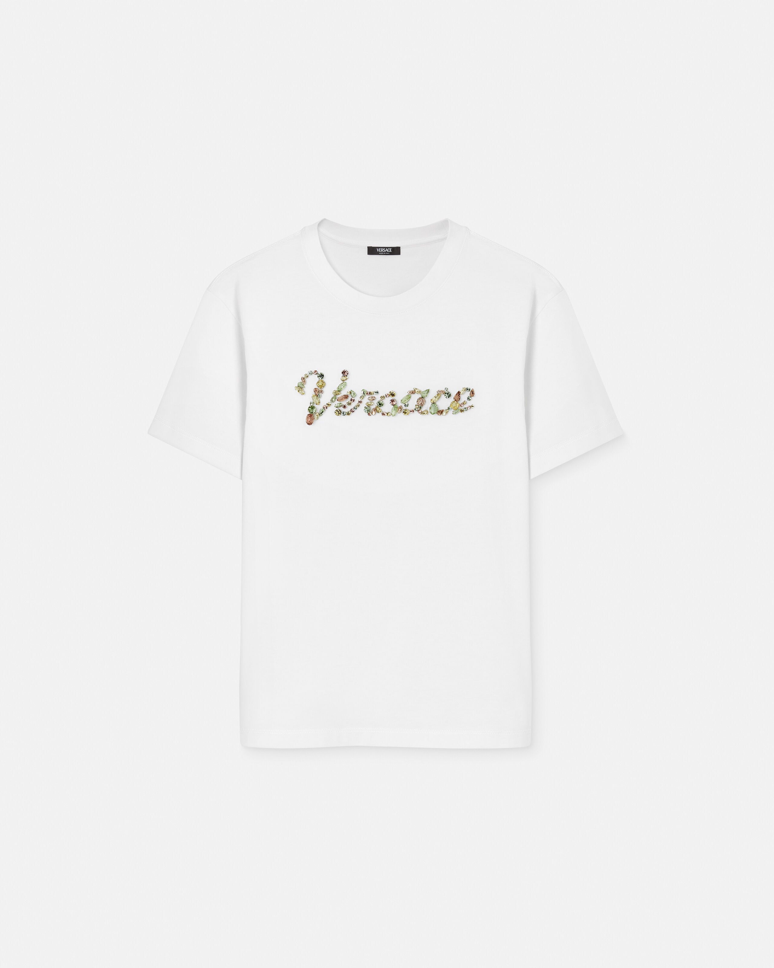 Embroidered Cotton-Jersey T-Shirt | VERSACE US