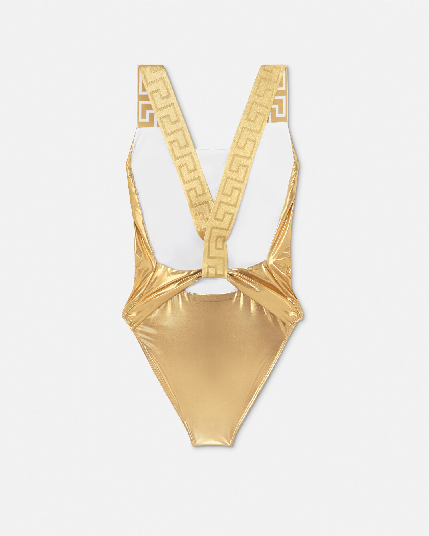 Greca Border Metallic One Piece Swimsuit Gold VERSACE UK