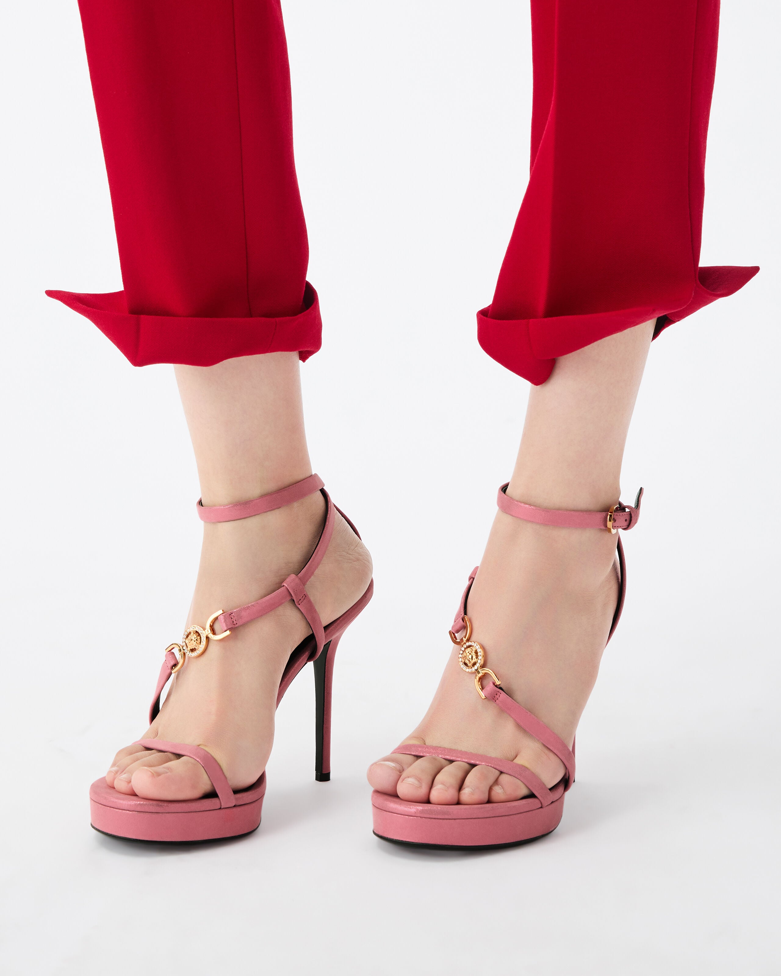 Medusa '95 Sandalen aus laminiertem Leder 115 mm Pink | VERSACE DE