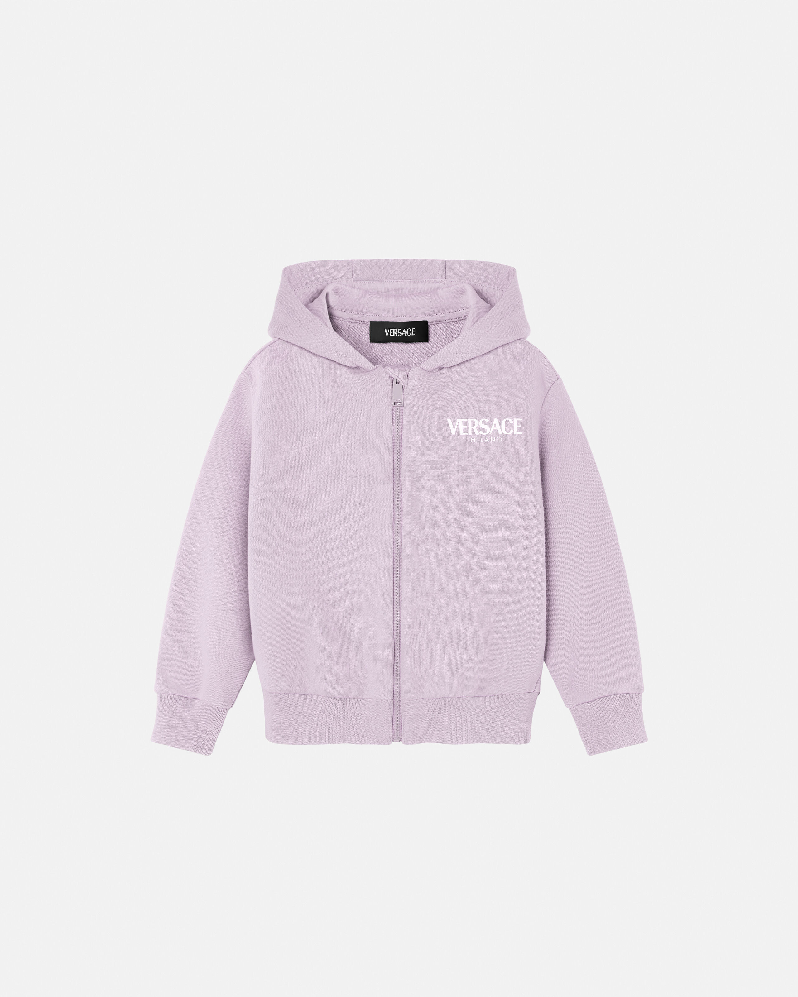 Kids Printed Cotton-Jersey Zip Hoodie Purple | VERSACE
