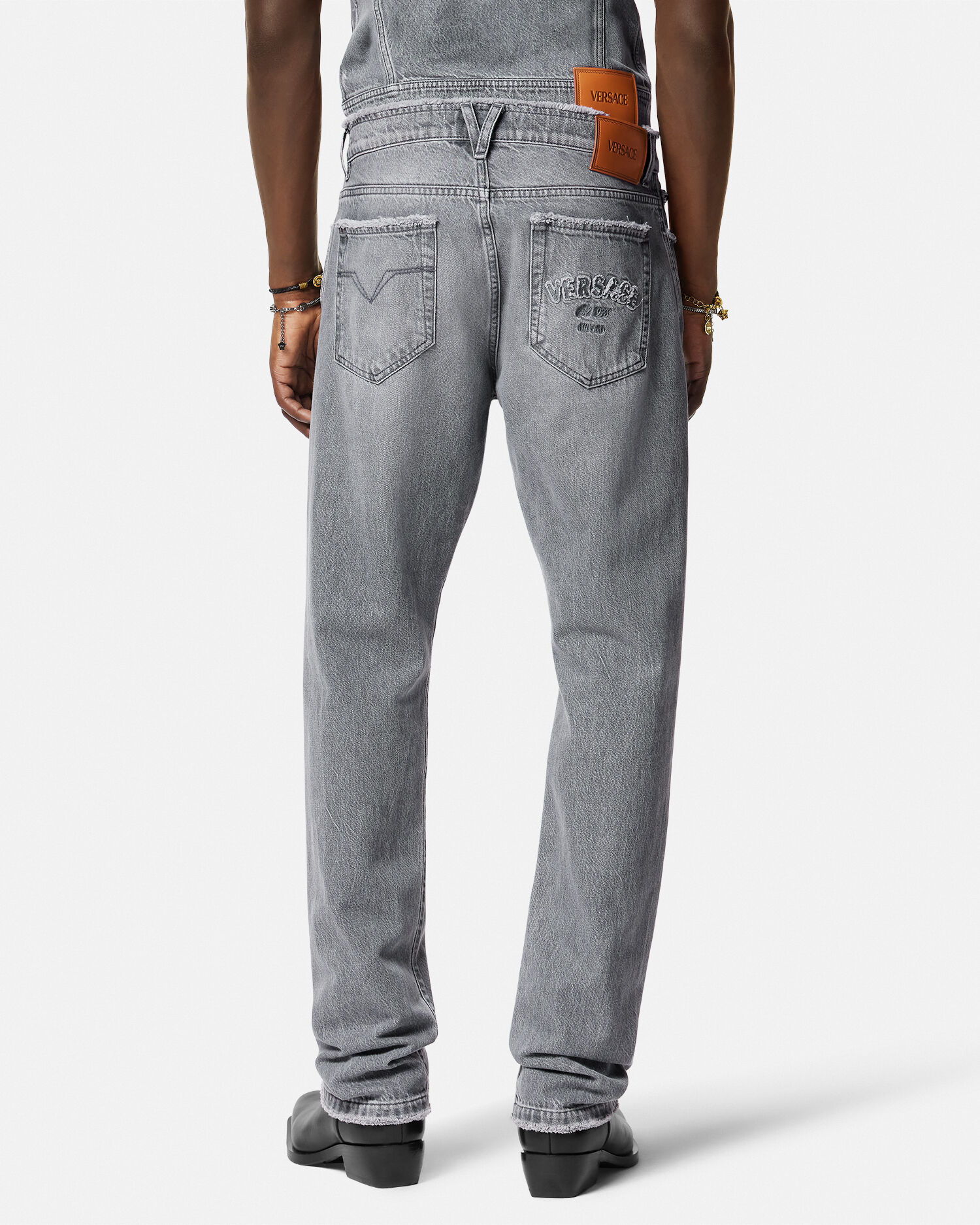 Versace Frayed Regular Fit Jeans male Gray 36