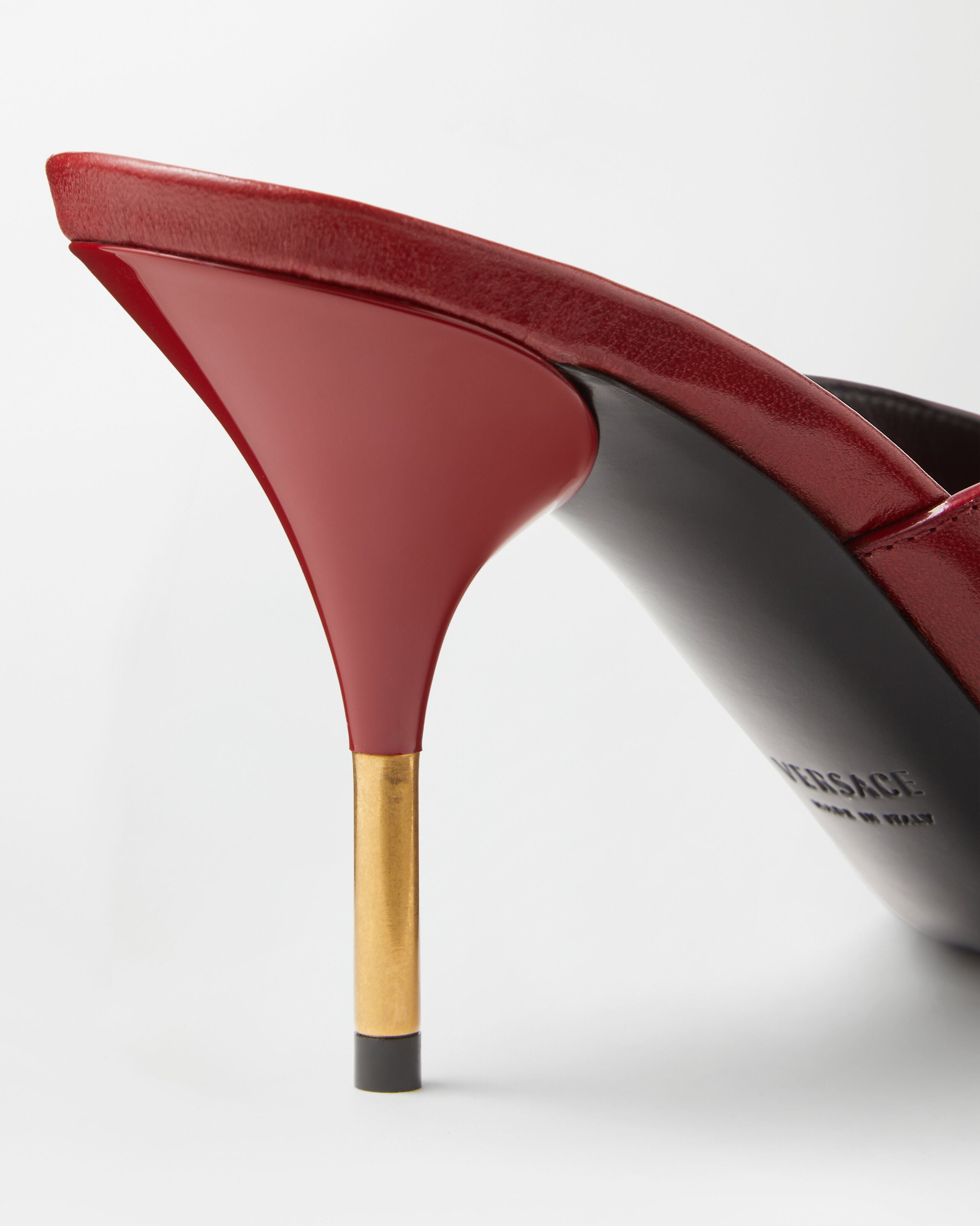 Nyx Leather Mules 80 mm Burgundy | VERSACE US