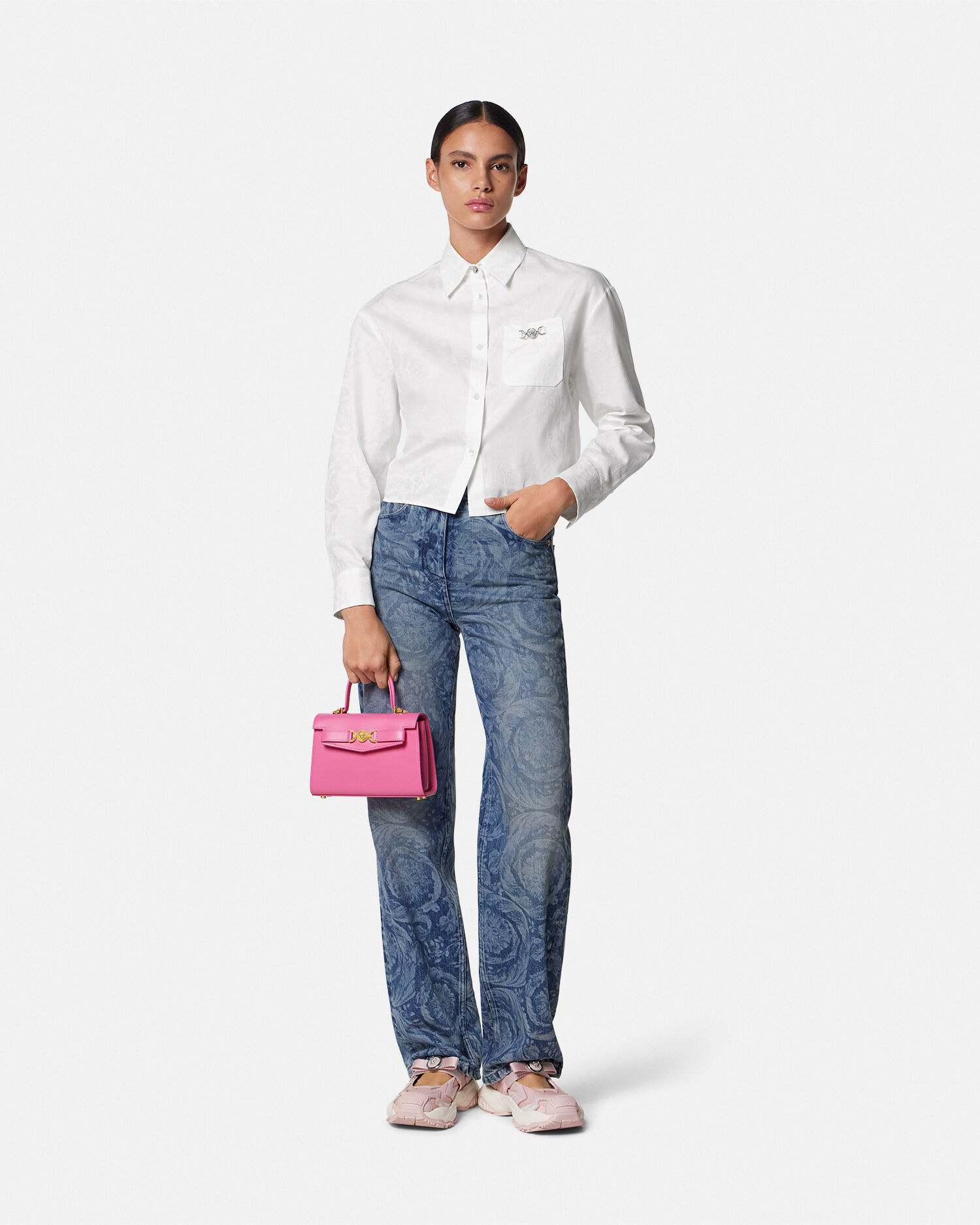 Medusa '95 Small Leather Top-Handle Pink | VERSACE US