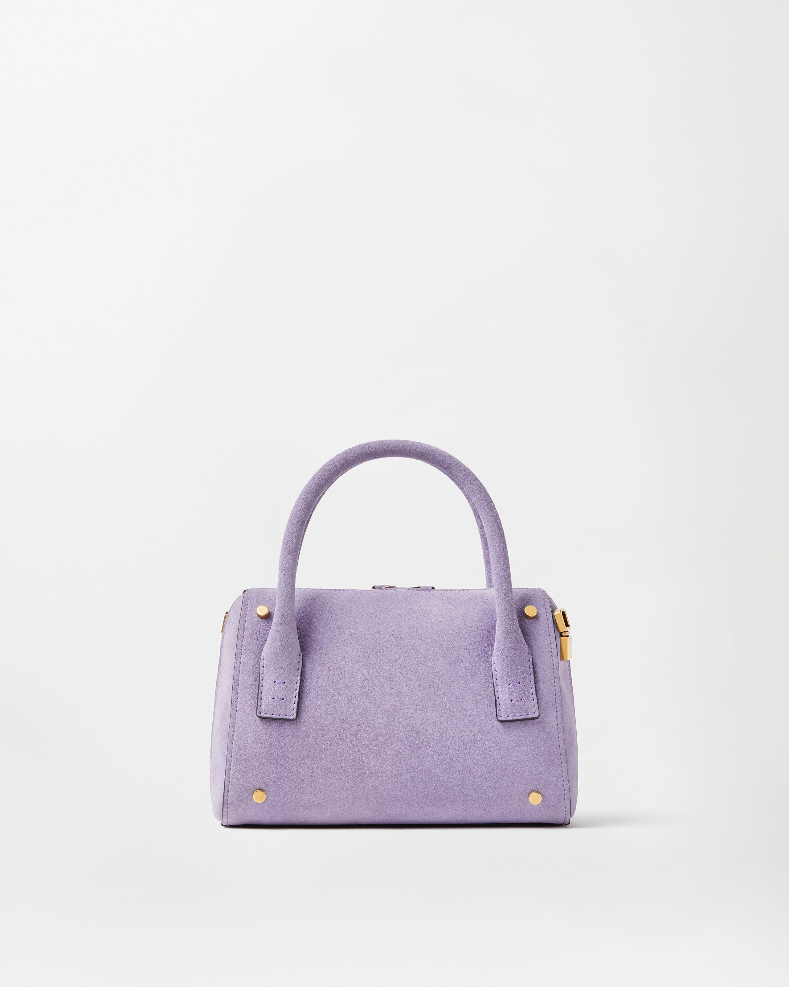 Roomy Small Suede Boston Bag Purple | VERSACE US