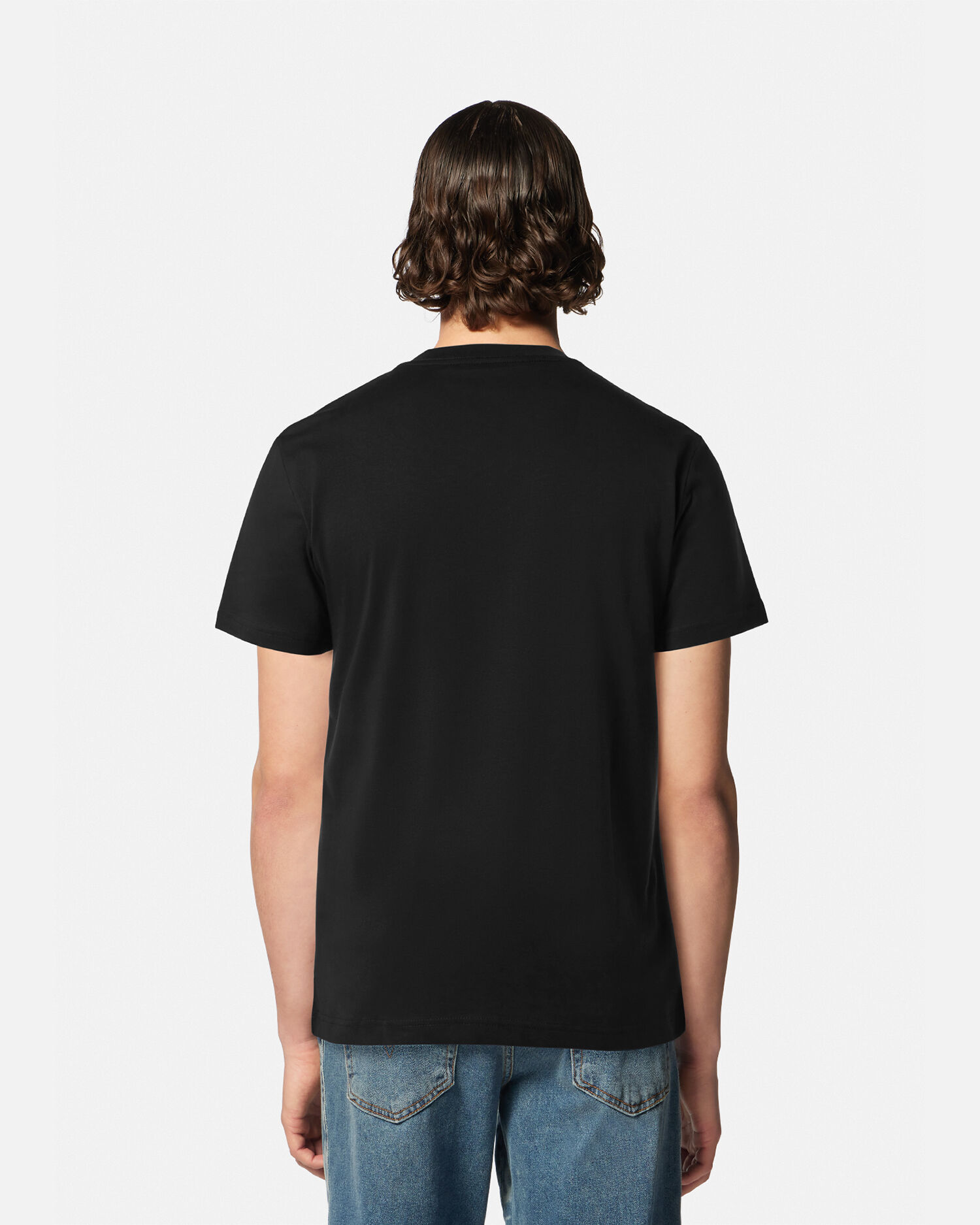Plain black sales versace t shirt