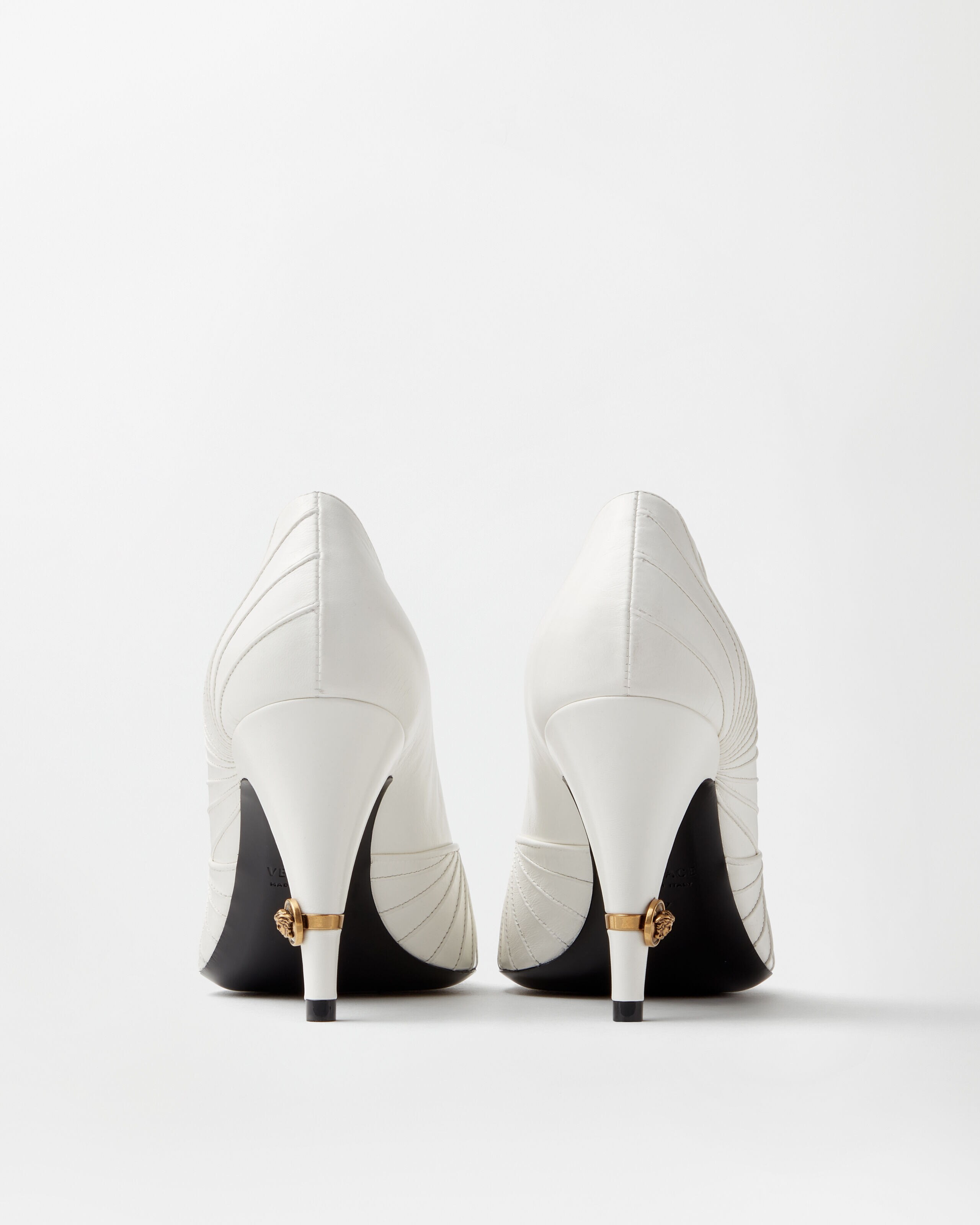 Gianni Leather Pumps 90 mm White | VERSACE