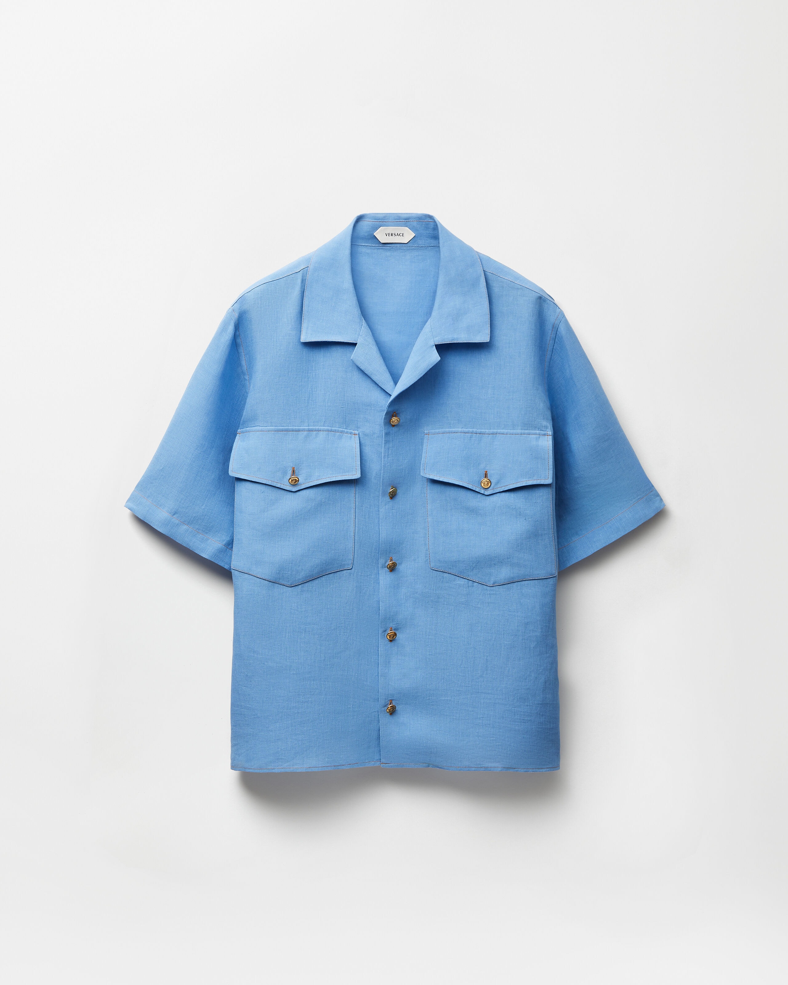 Linen Shirt Blue | VERSACE US