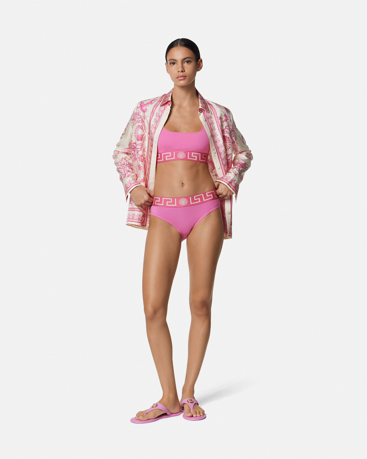 Jacquard Cotton-Jersey Briefs Pink | VERSACE US