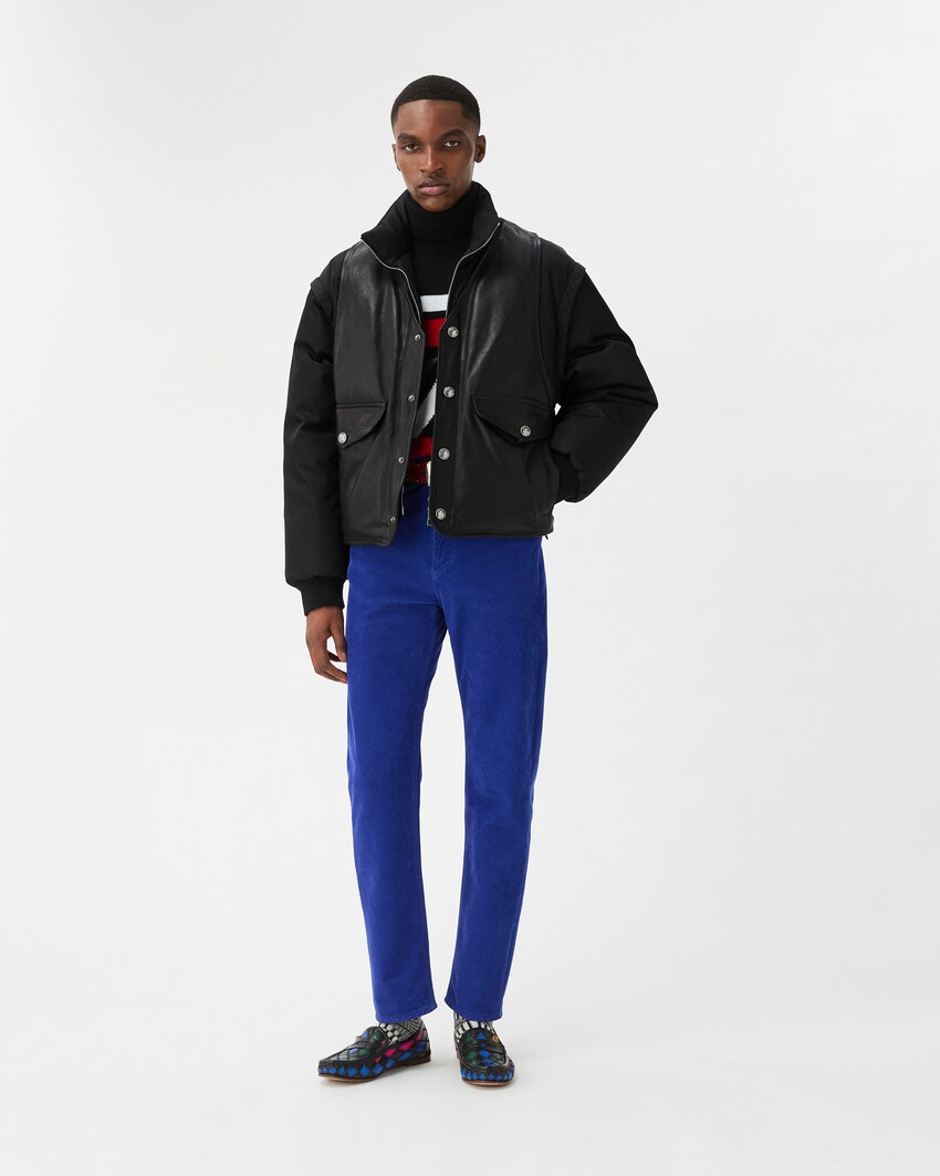 Leather & Nylon Padded Blouson  Black 6