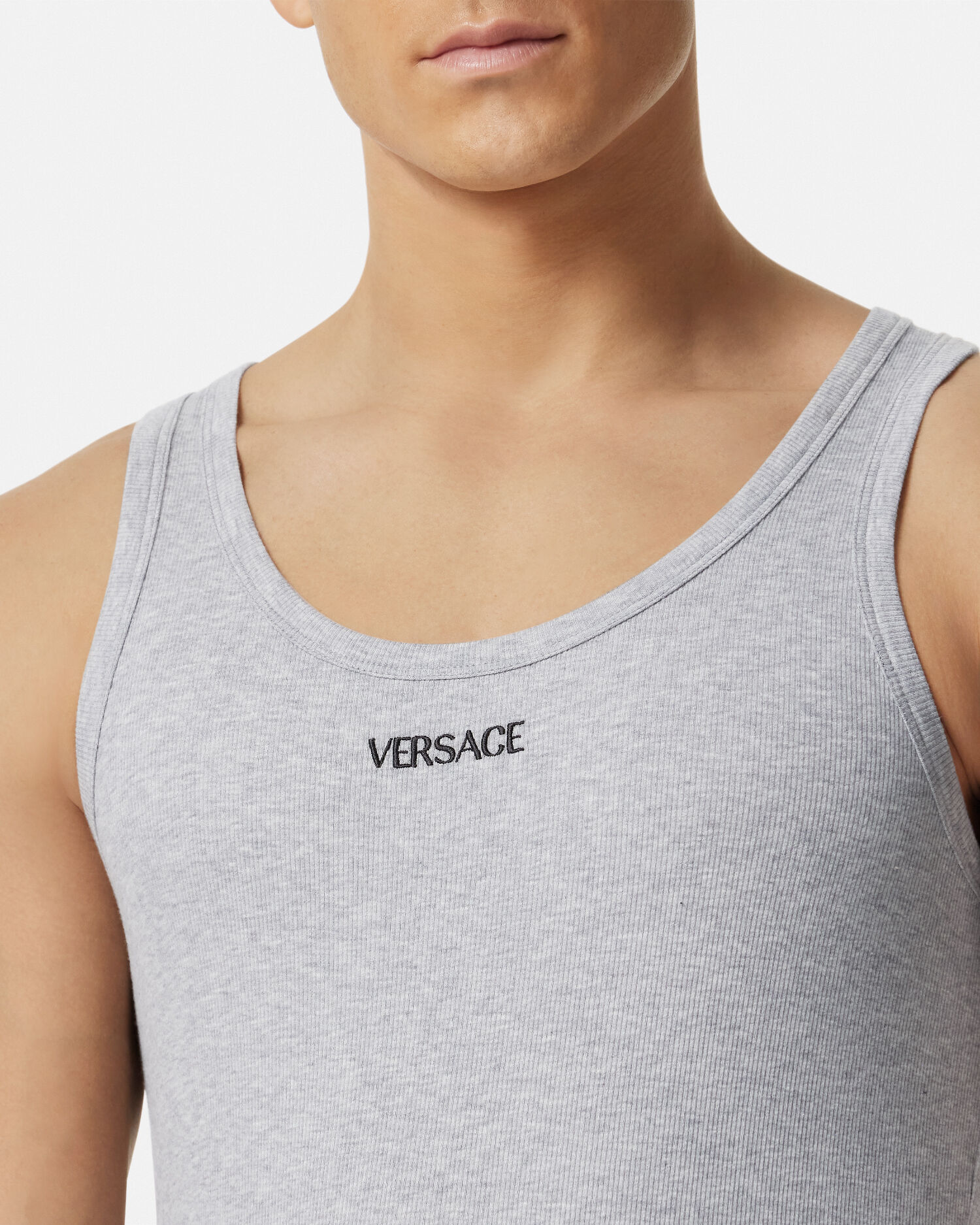 Cotton Ribbed Tank Top | VERSACE US