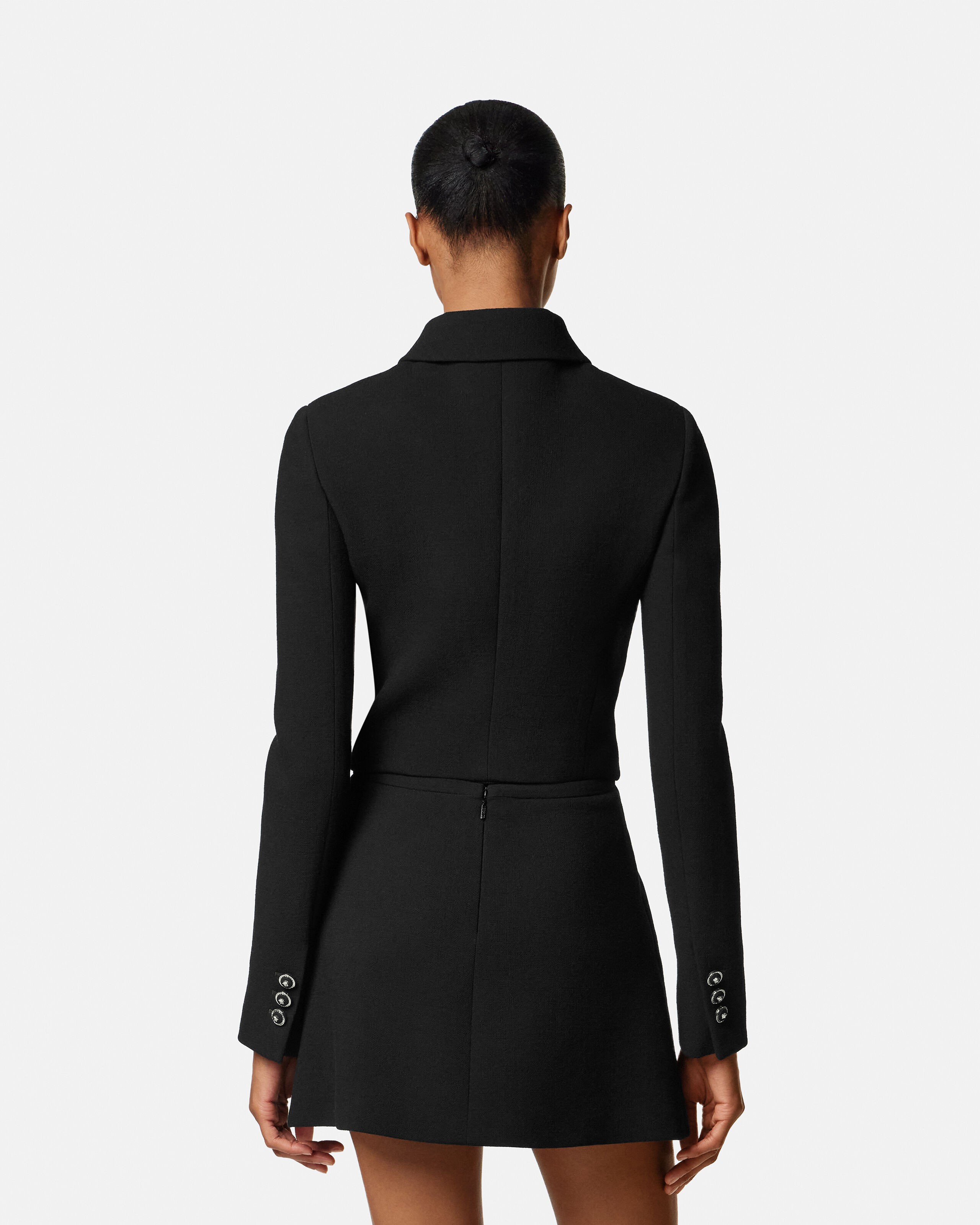 Double-Wool Crêpe Crop Jacket Black | VERSACE