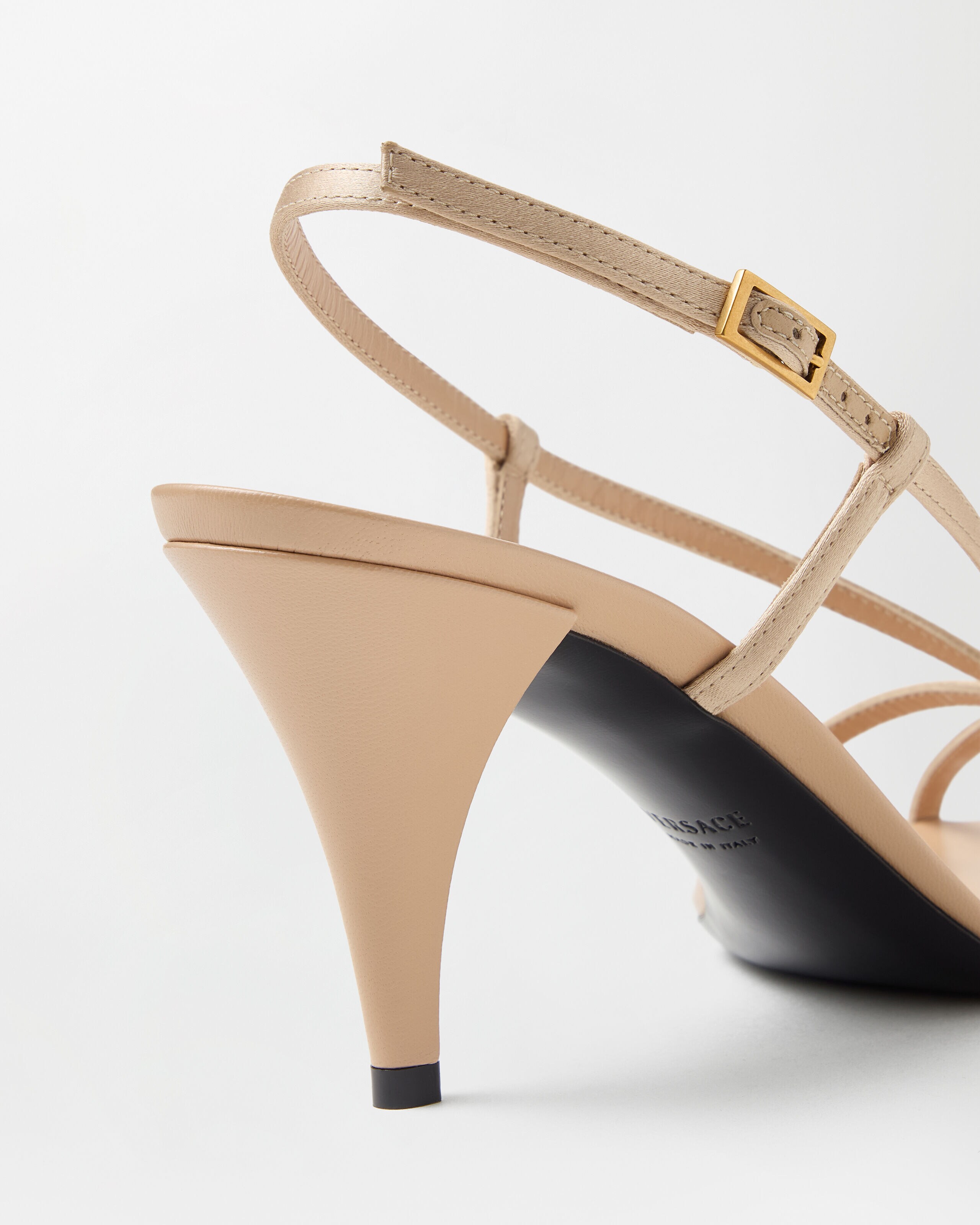 Valentina Satin Sandals 80 mm Beige | VERSACE US