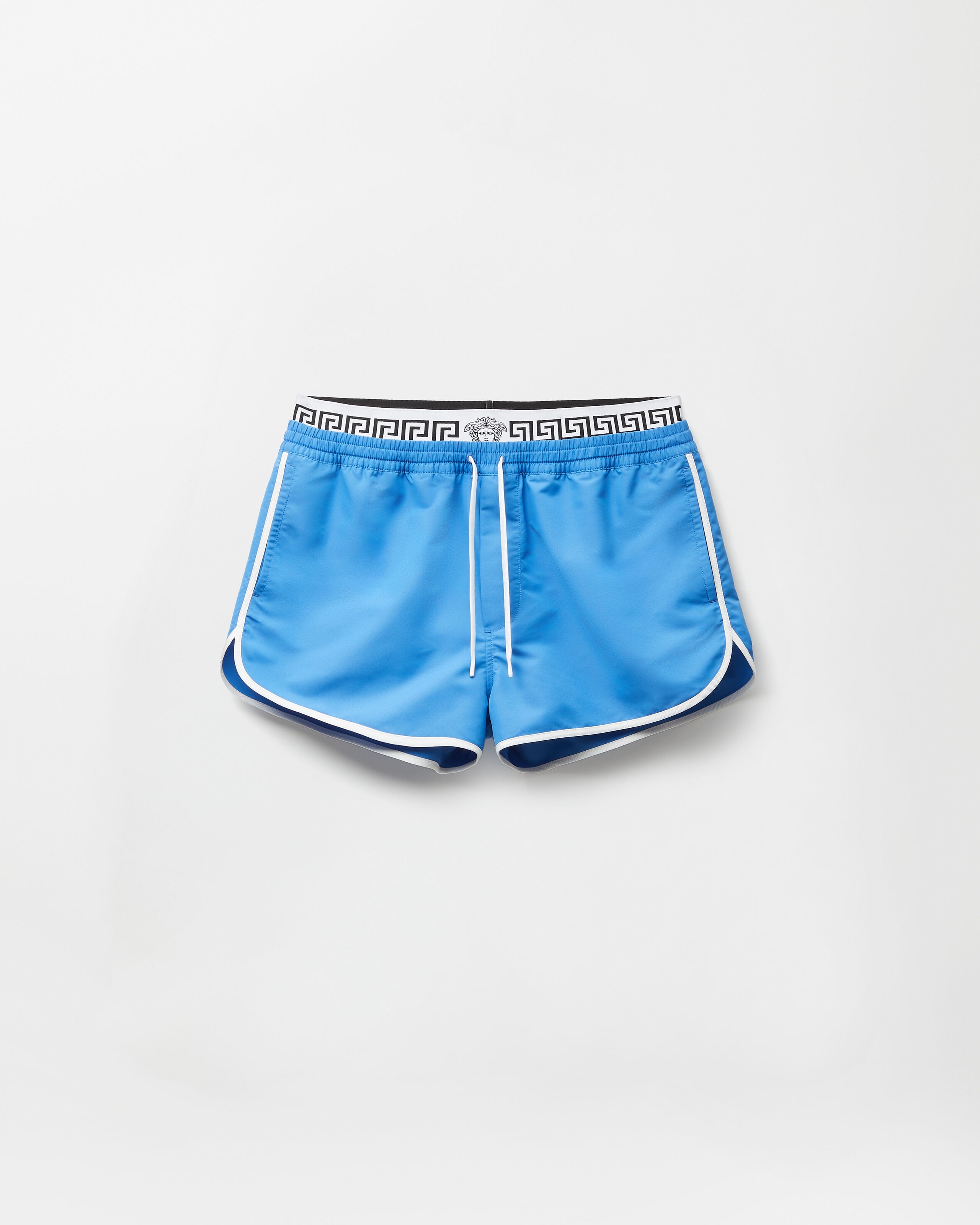 Double-Waistband Swim Shorts Blue | VERSACE US