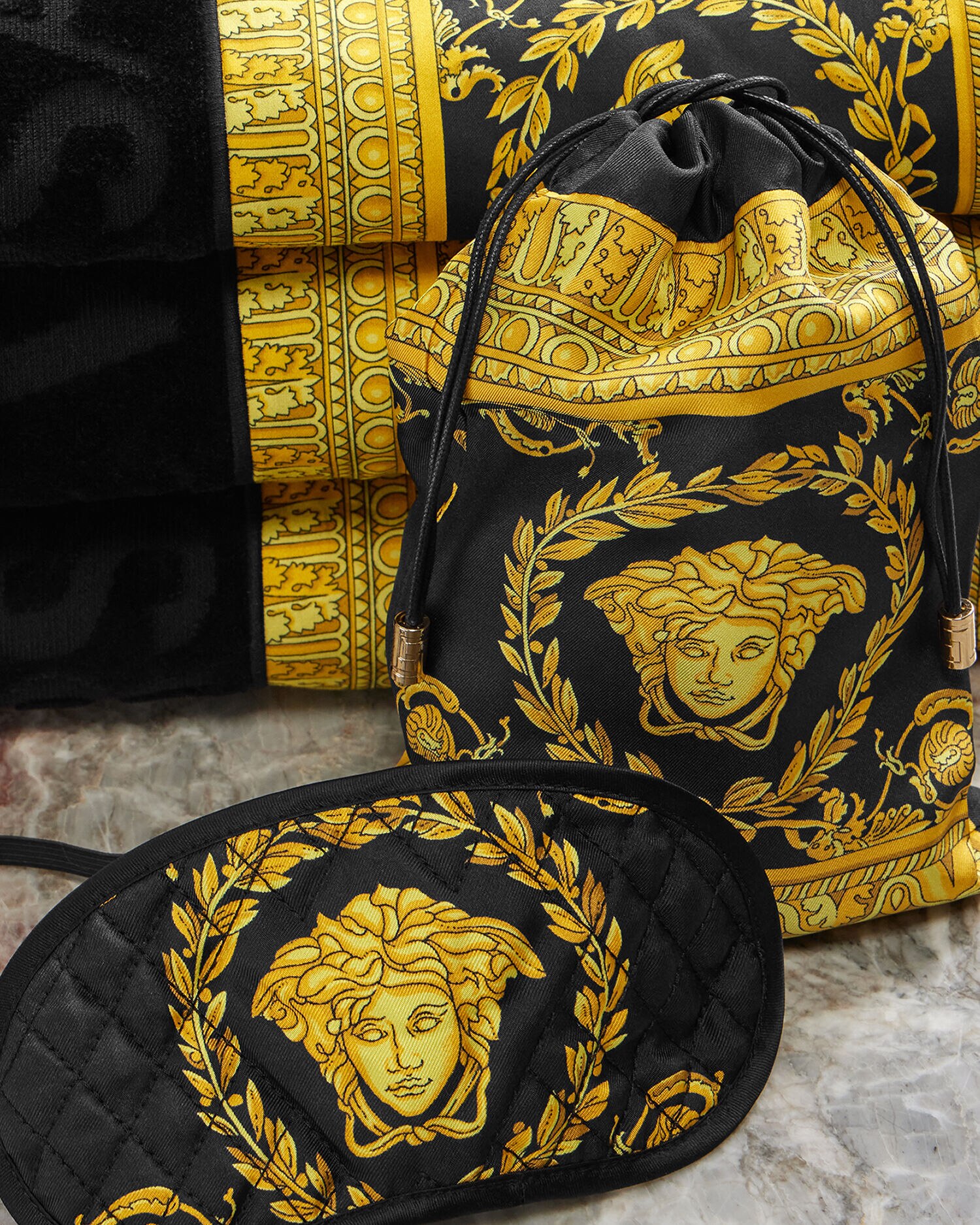 Versace Home Barocco Fabric Night Mask Black Gold