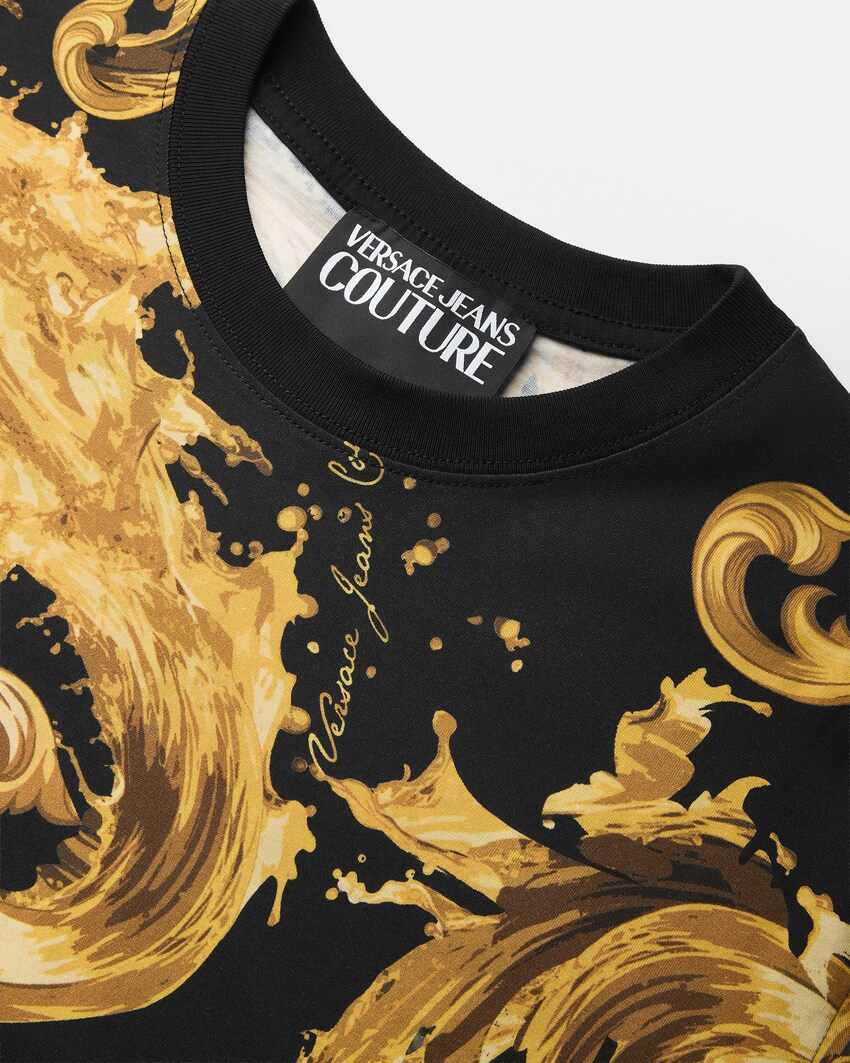 Printed Cotton-Jersey T-Shirt Black+Gold 2