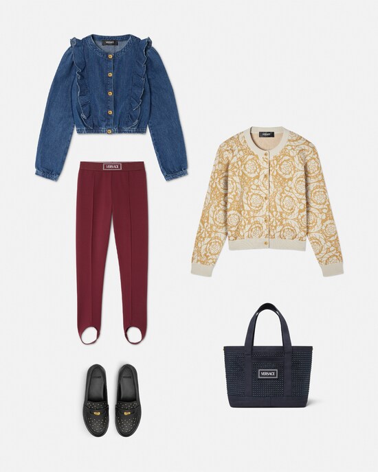 Kids Jacquard Milano-Stitch Leggings Burgundy 2