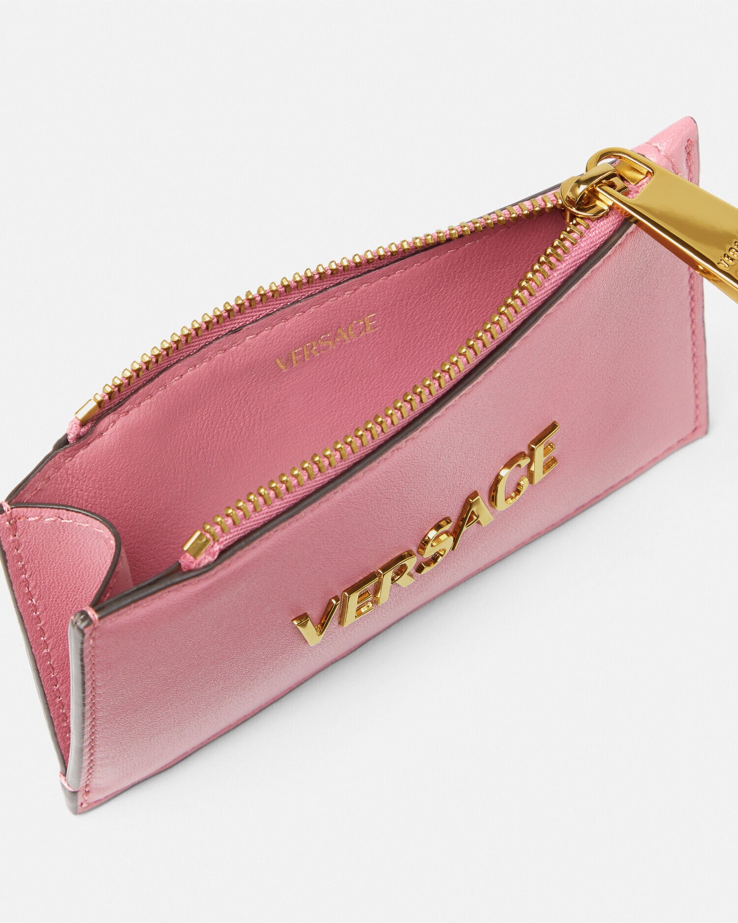 Versace Tag Nappa Card Holder Pink | VERSACE US