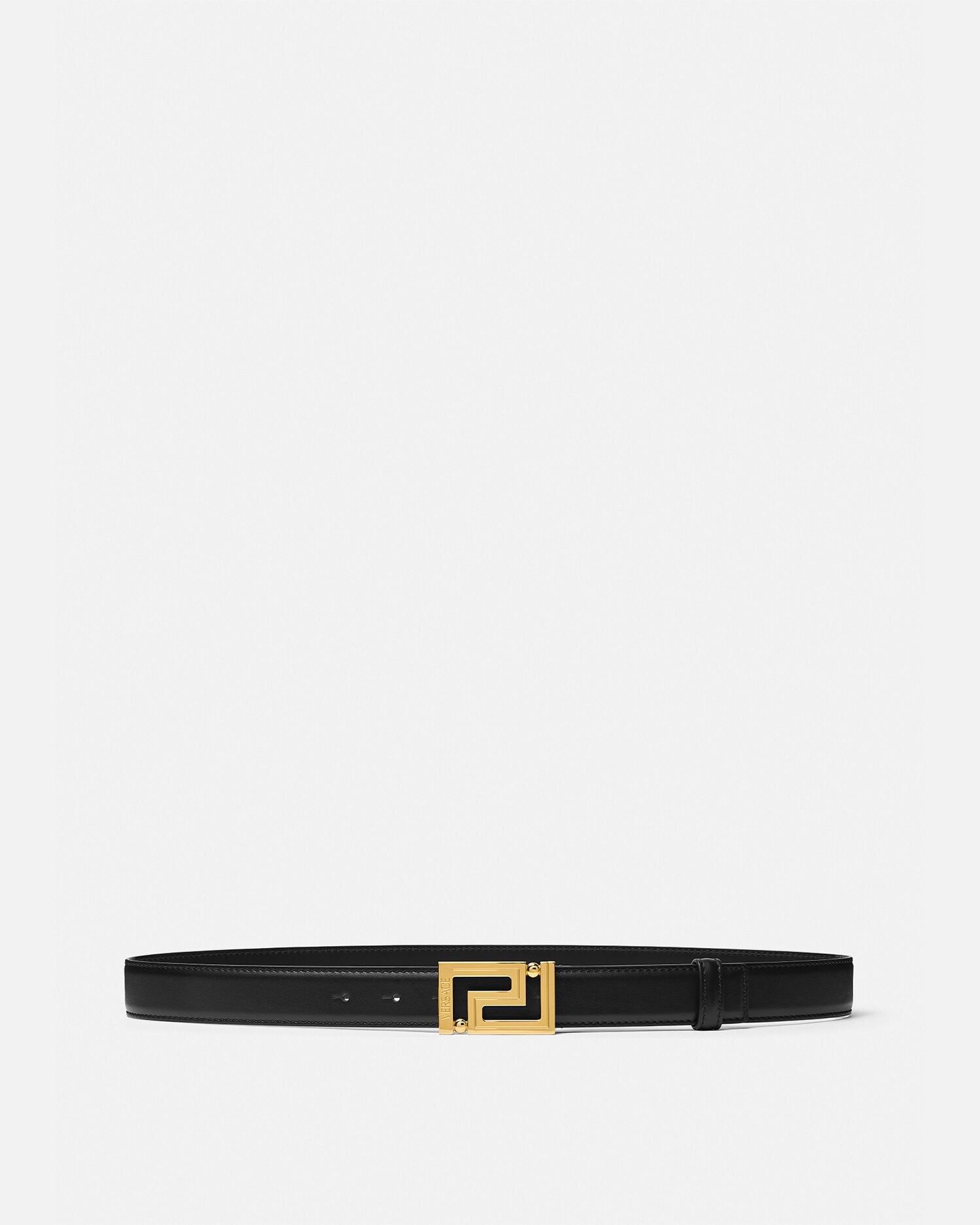 Greca Leather Belt 3 cm Black Gold VERSACE UK
