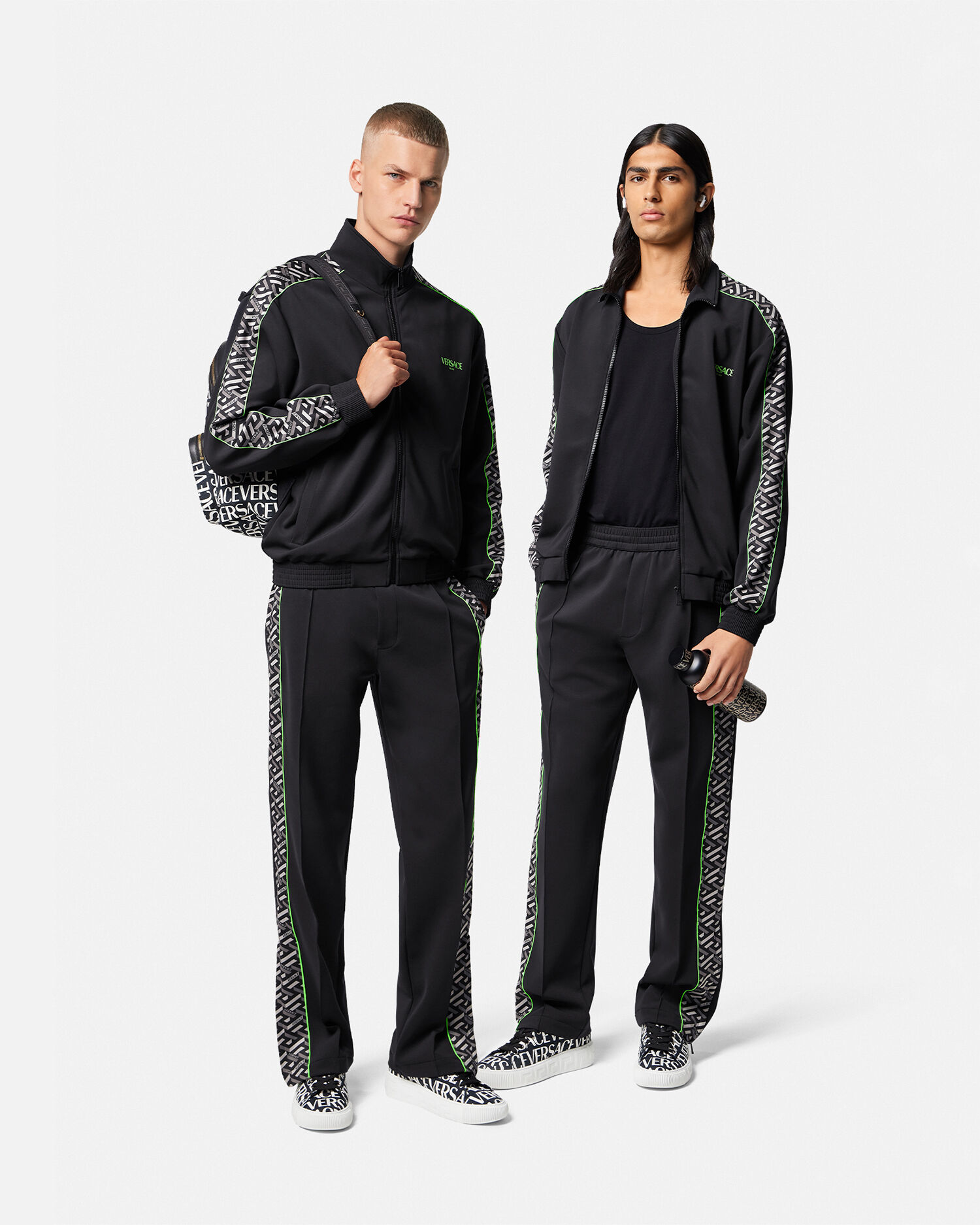 La Greca Nylon Gym Track Pants Gray Versace US
