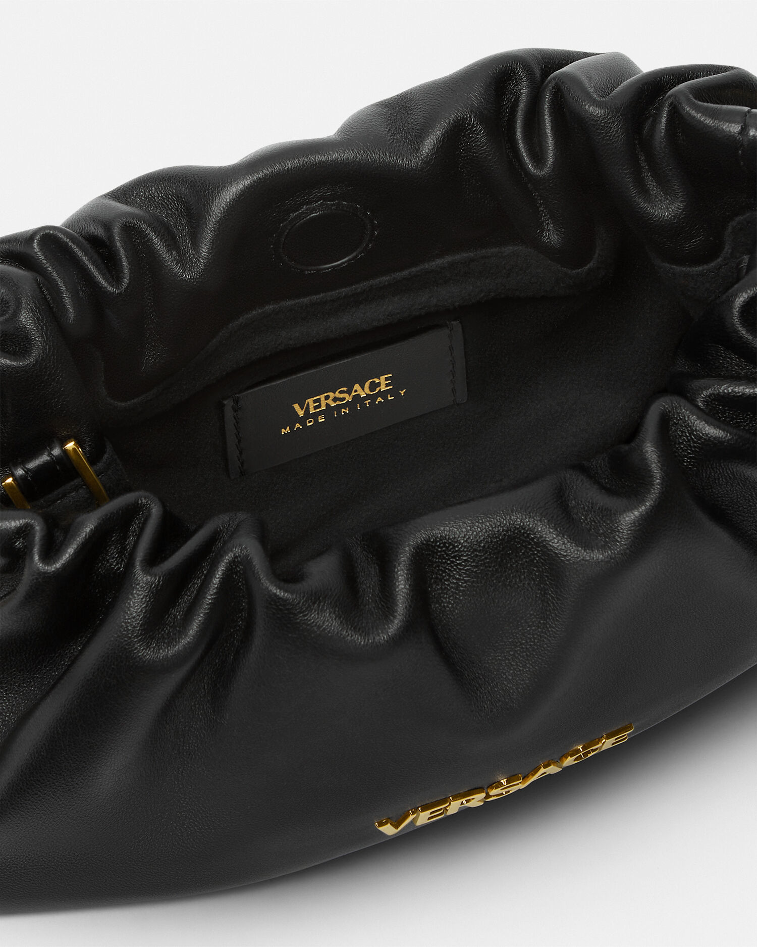 Versace Tag Nappa Mini Bag Black,Gold | VERSACE US