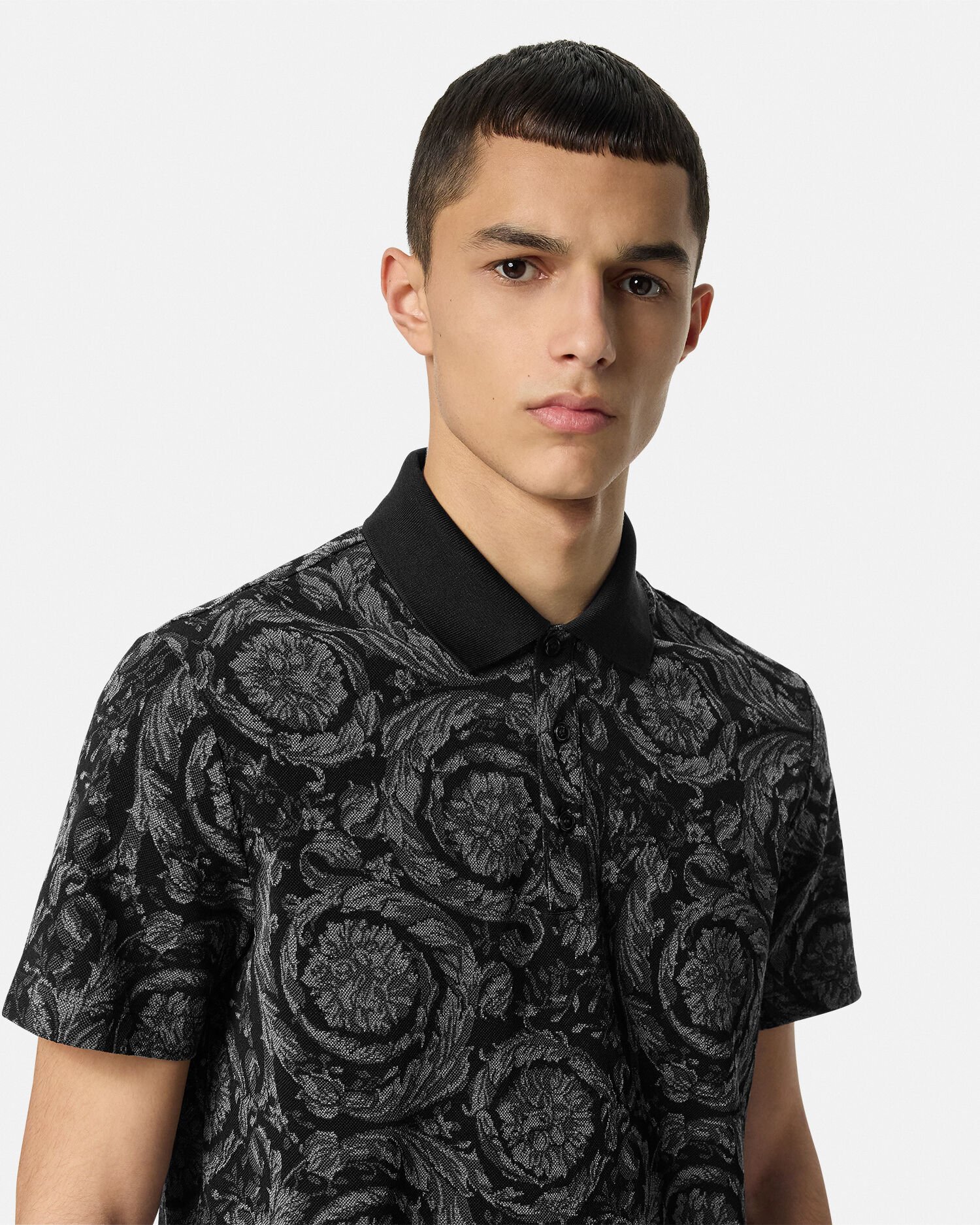 Barocco Polo Shirt Gray VERSACE UK