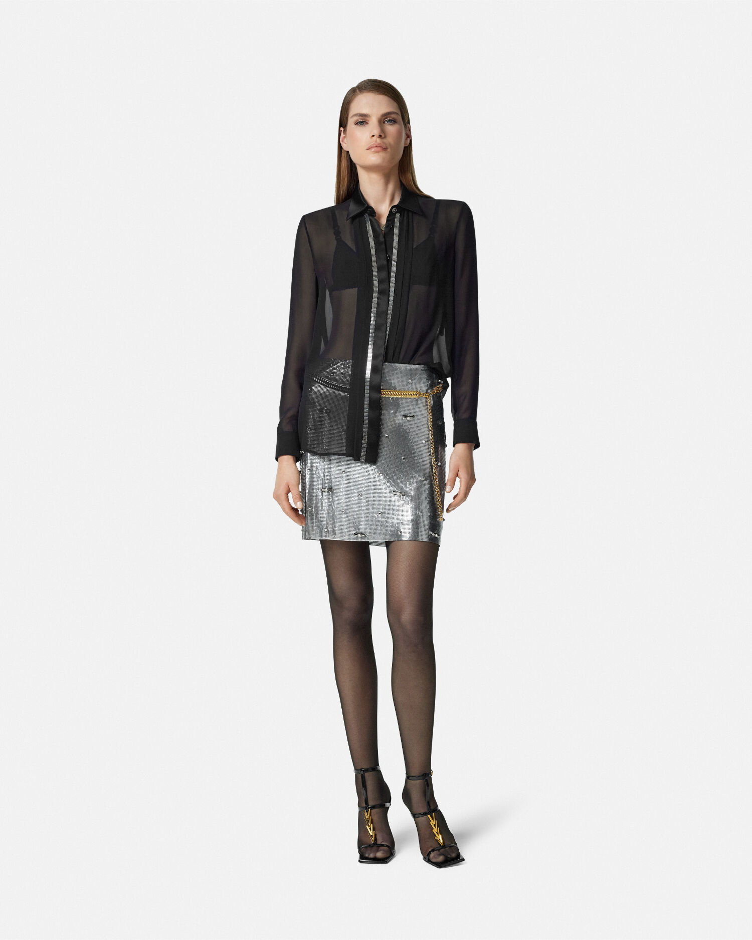 Cielo Stellato Metal Mesh Mini Skirt