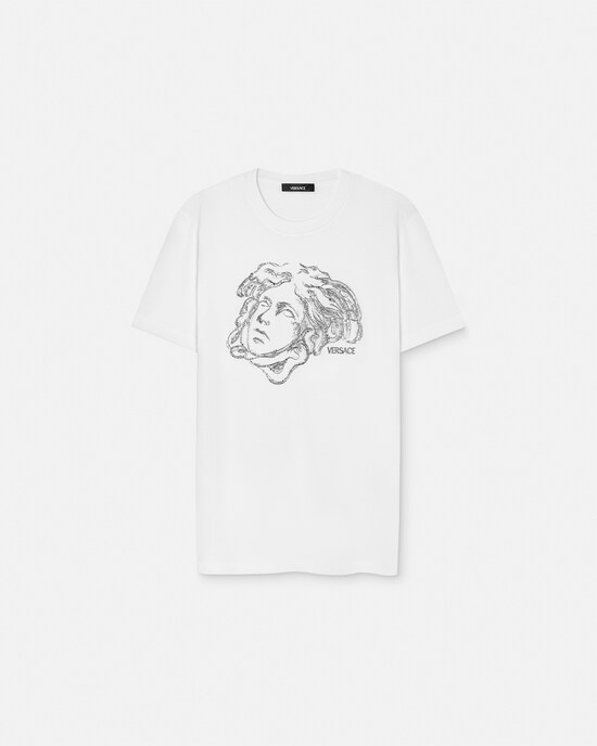 Embroidered Cotton-Jersey T-Shirt White 1