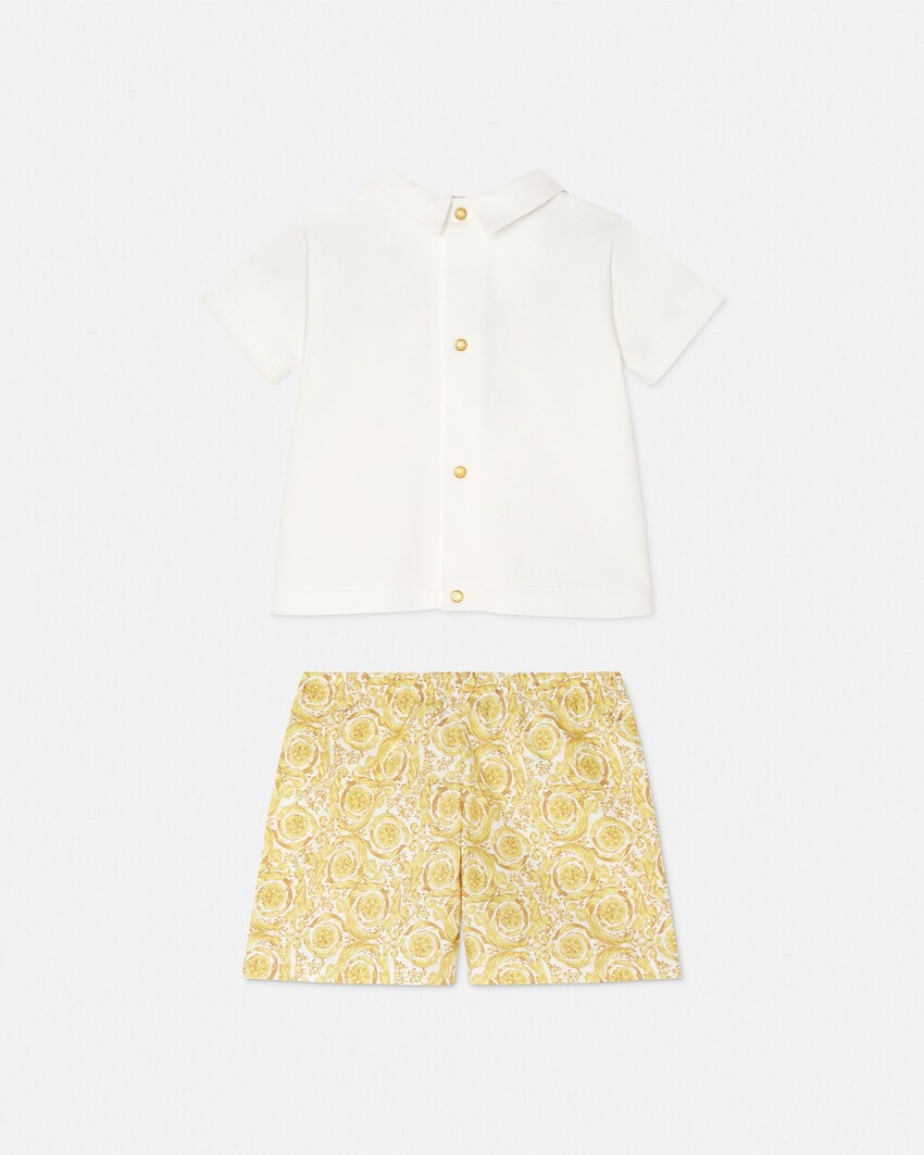 Baby Printed Cotton T-Shirt Dress White+Print 3