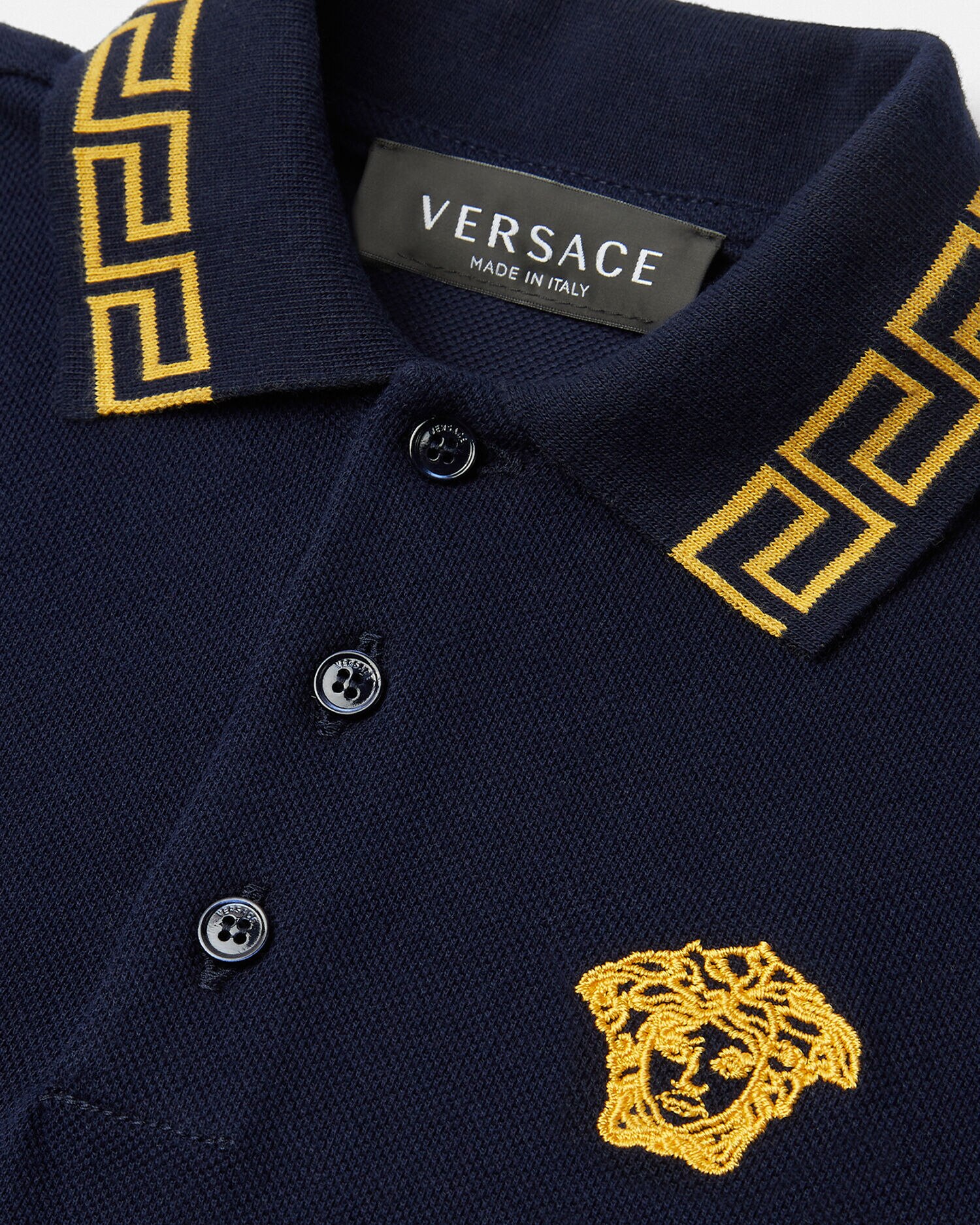 Embroidered Greca Kids Polo Shirt