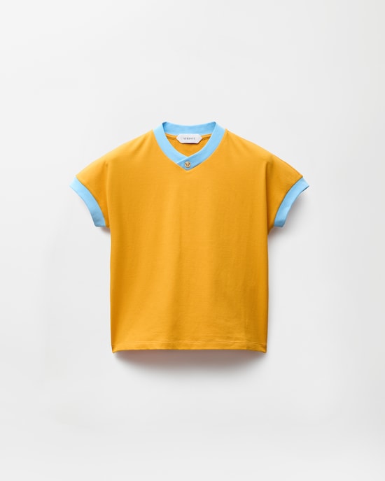 Stretch Cotton-Jersey T-Shirt  Blue+Yellow 1