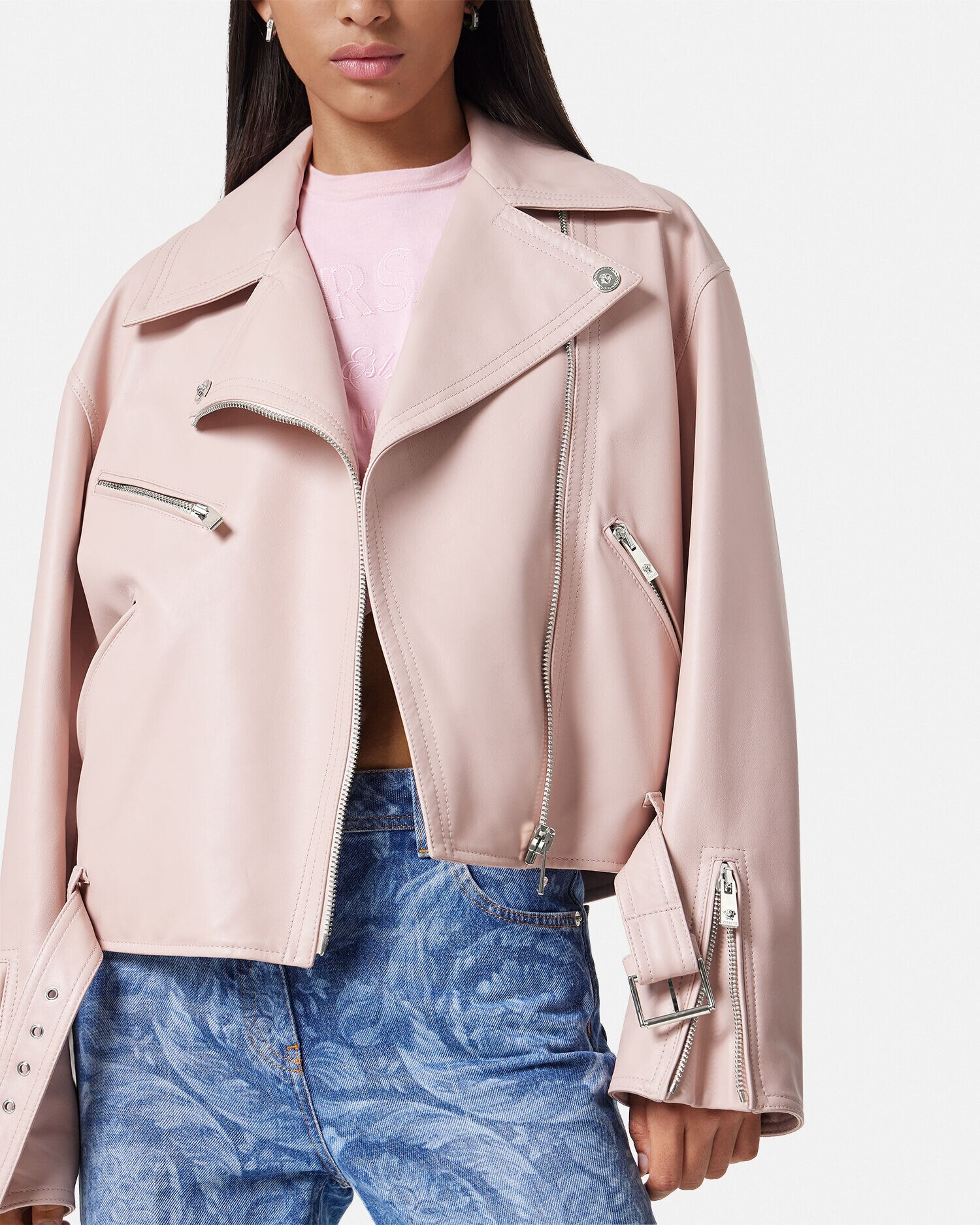 Dusky pink sale biker jacket