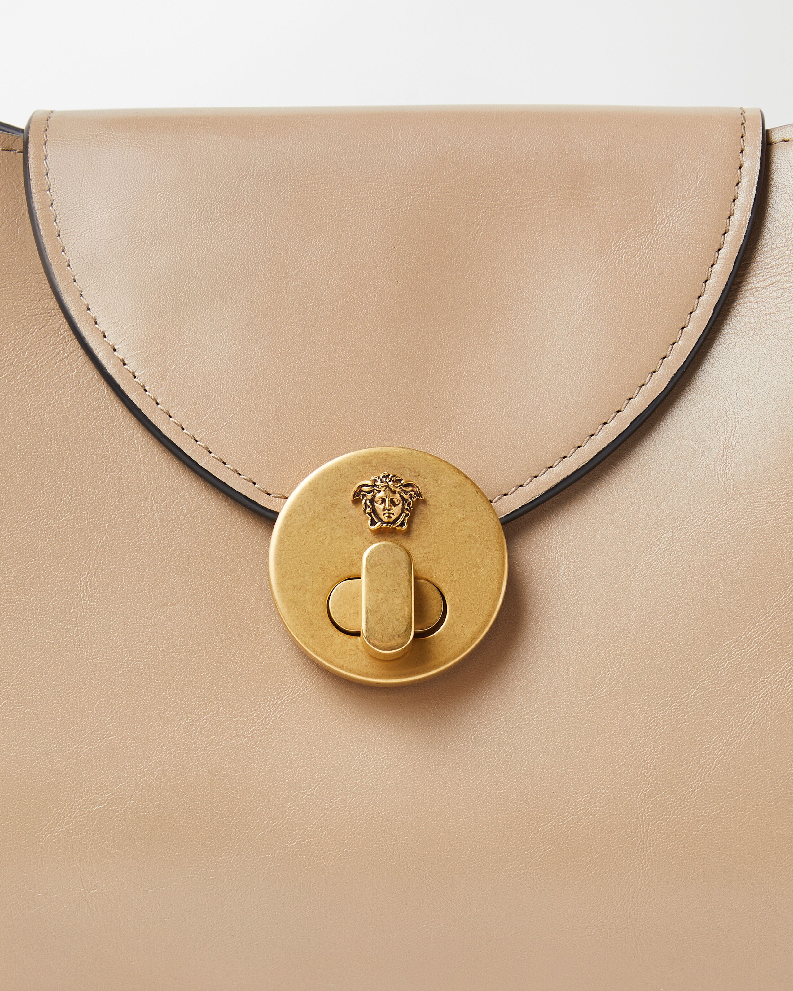 Vivian Small Leather East/West Shoulder Bag Beige | VERSACE