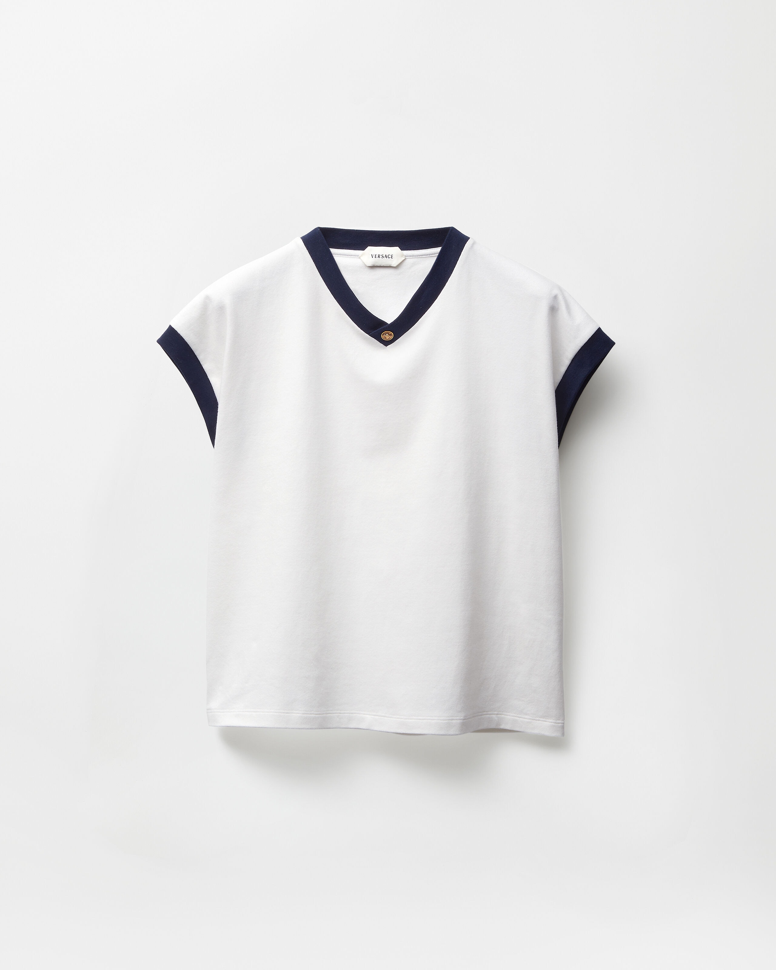 Stretch Cotton-Jersey Slim T-Shirt White | VERSACE US