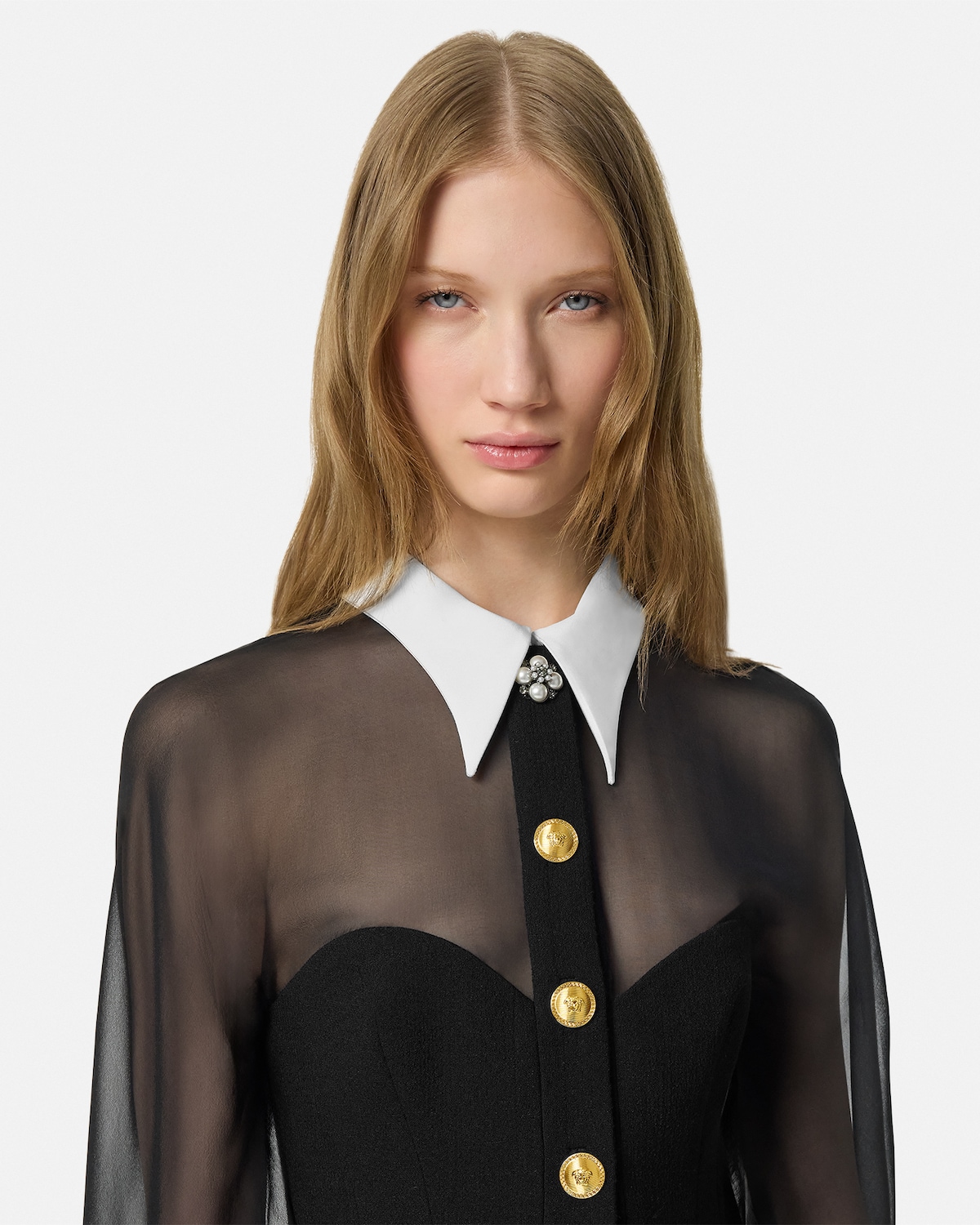 Contrast-Collar Bustier Mini Dress | VERSACE US