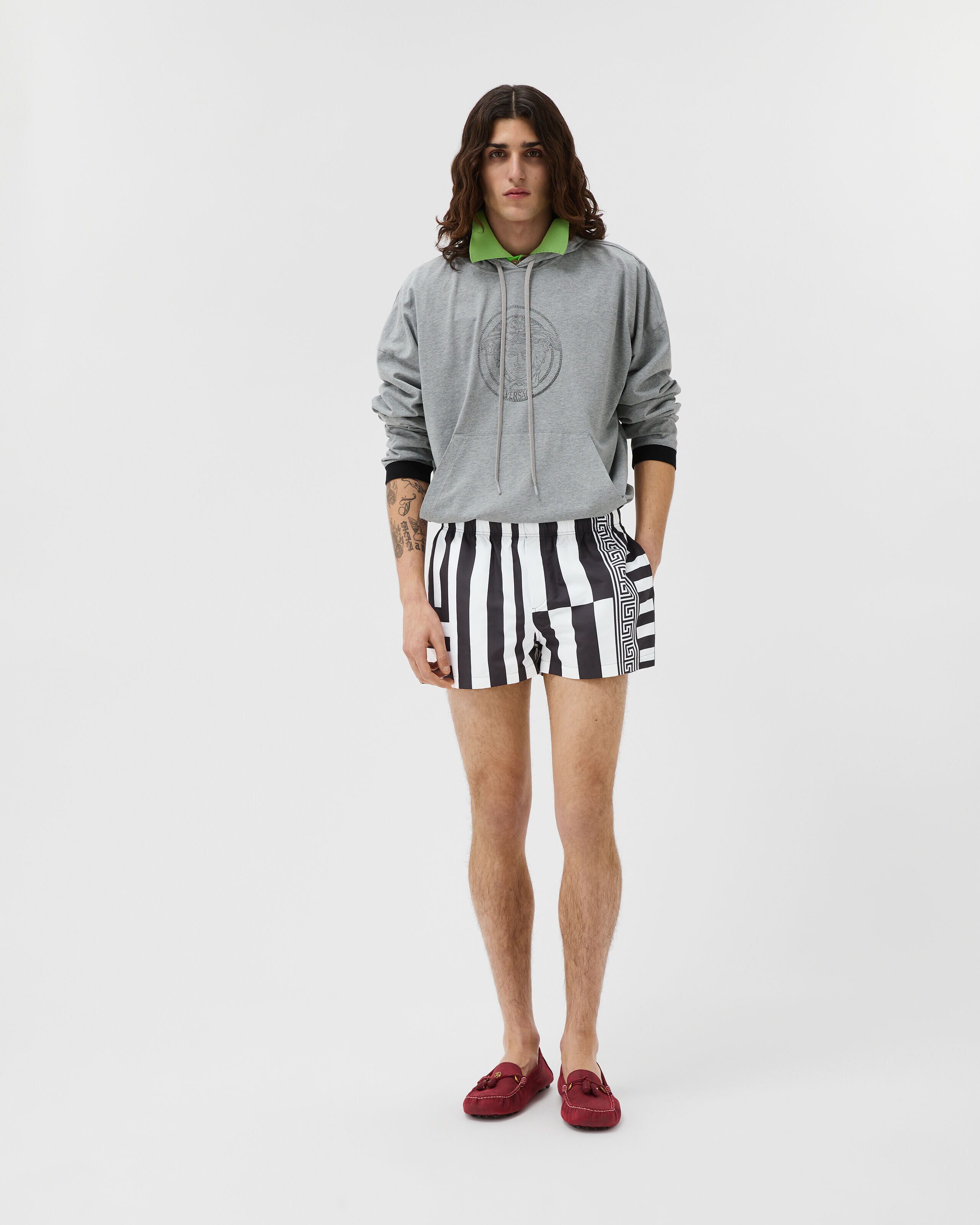 Printed Swim Shorts Black | VERSACE US