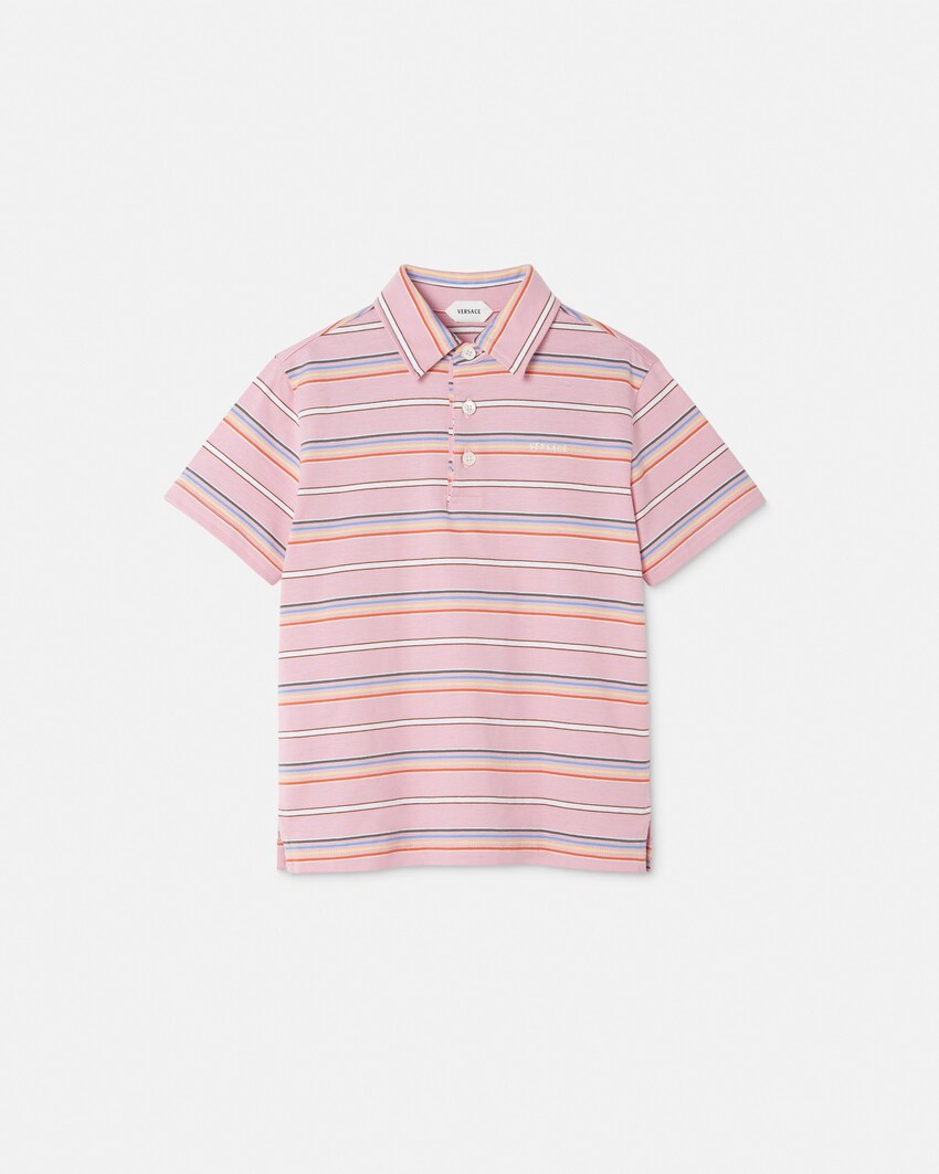 Polo en jersey de coton &agrave; rayures et logo Kids Rose 1