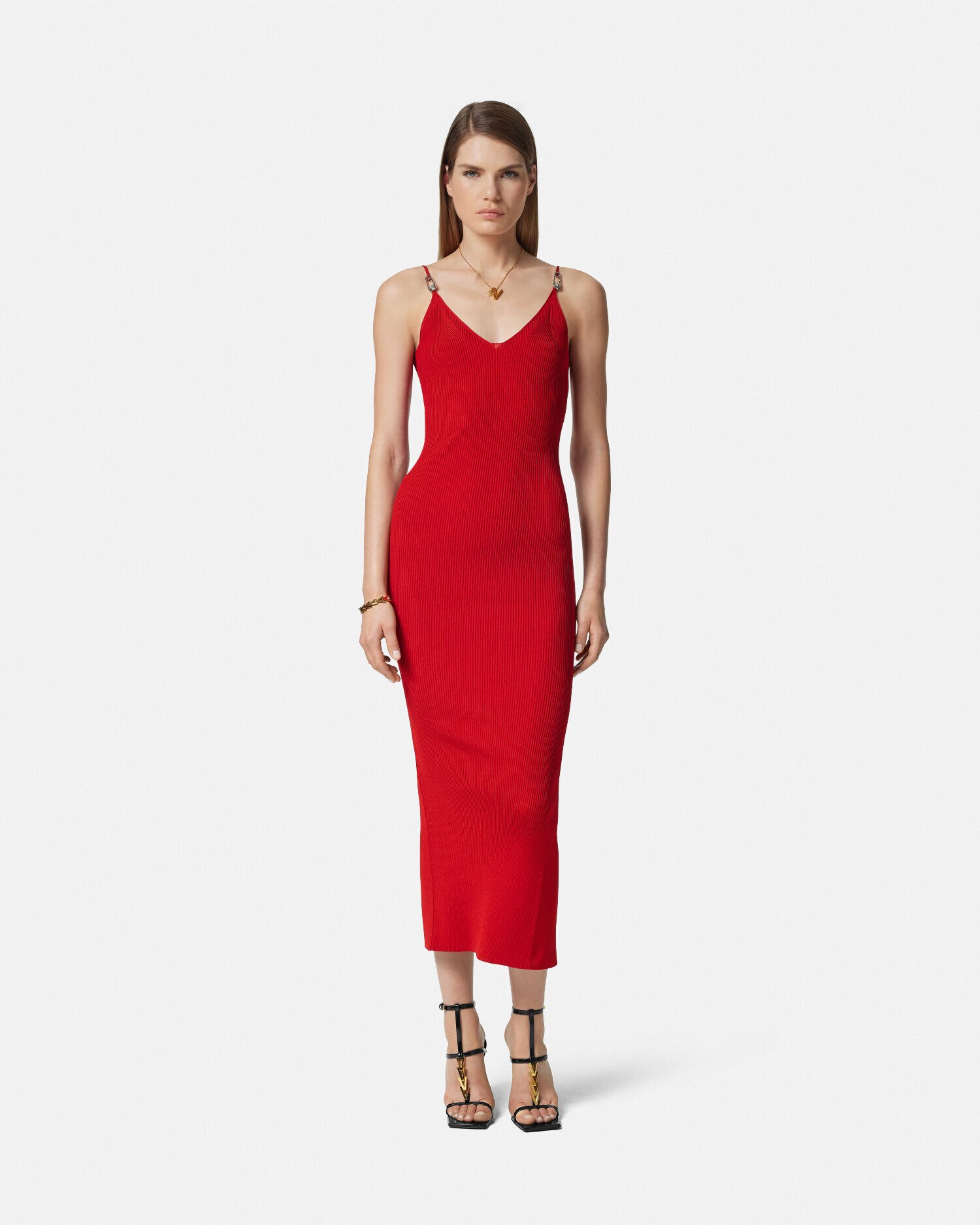 Safety Pin Knit Slip Midi Dress