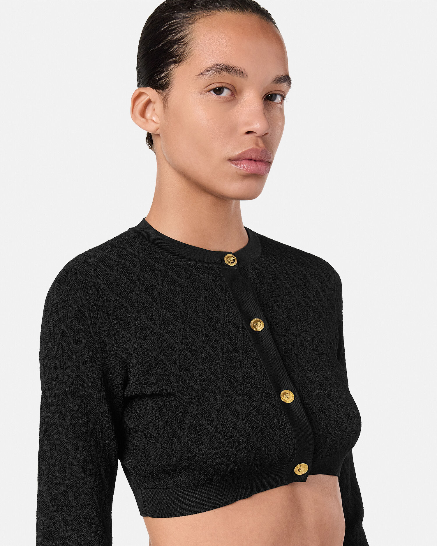 VERSACE カシミヤアンサンブルカーディガン Wool and cashmere cardigan in beige - Versace | Mytheresa