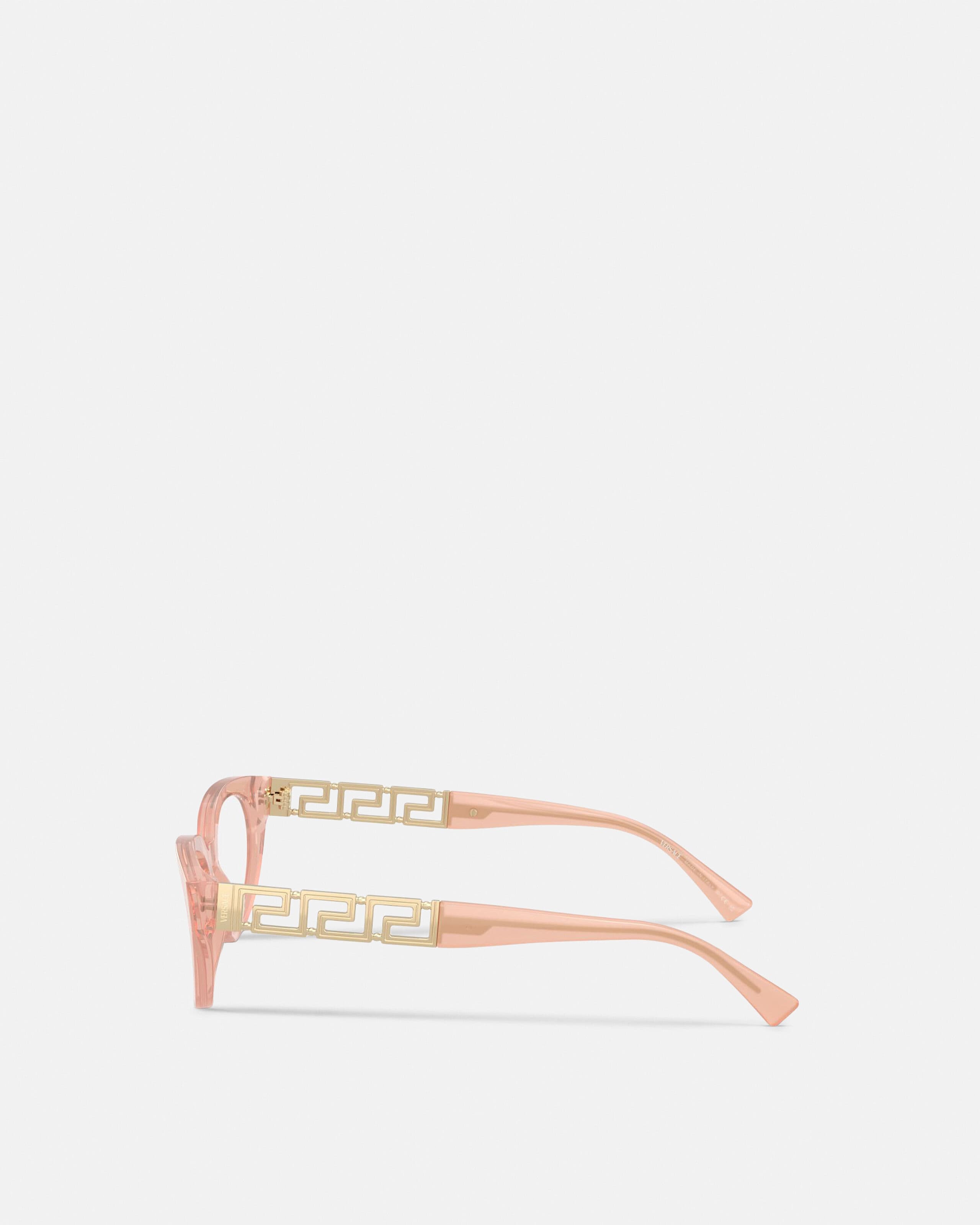 Greca Cat-Eye Glasses Pink,Gold | VERSACE US