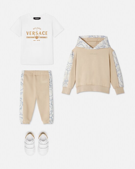 Kids Printed Cotton-Jersey Hoodie Beige+Print 2