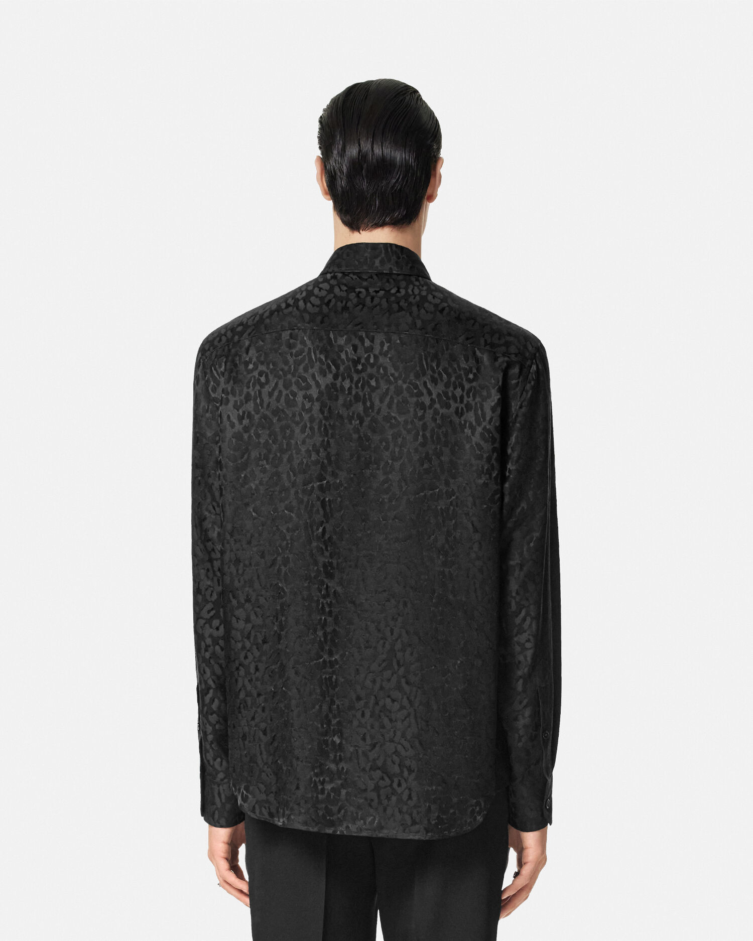 【海外 正規品】 Leopard Jacquard US VERSACE | Shirt Satin トップス