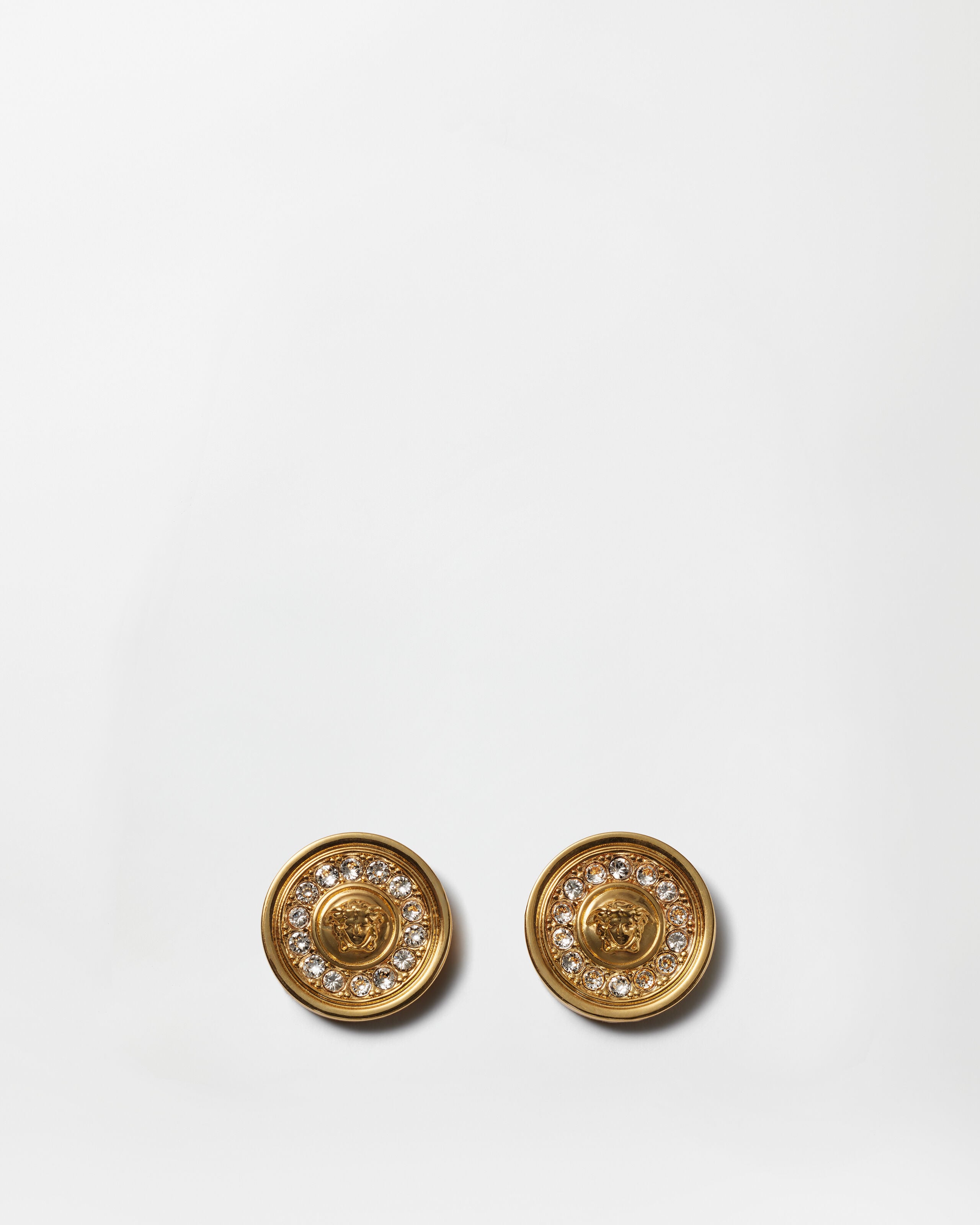 Medusa Crystal Earrings Gold | VERSACE US