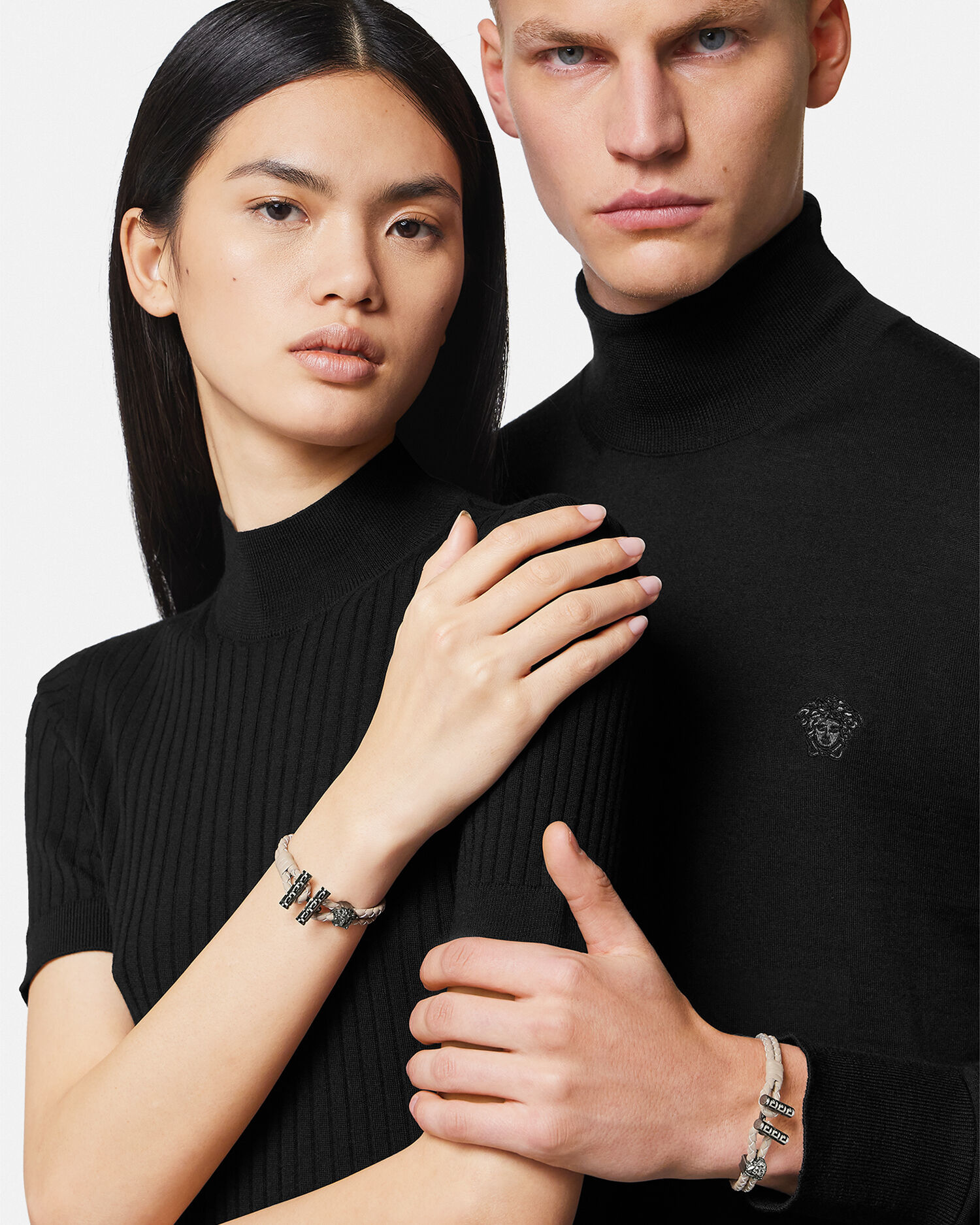 Versace Medusa Braided Leather Bracelet VERSACE