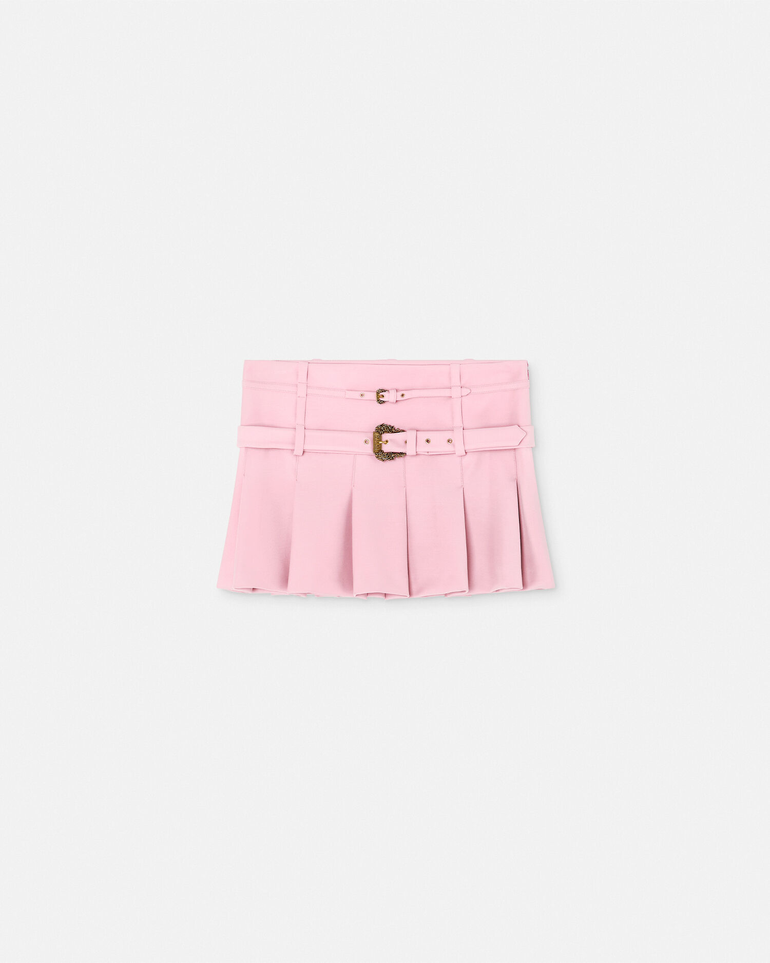 Baroque Buckle Pleated Mini Skirt Pink VERSACE UK