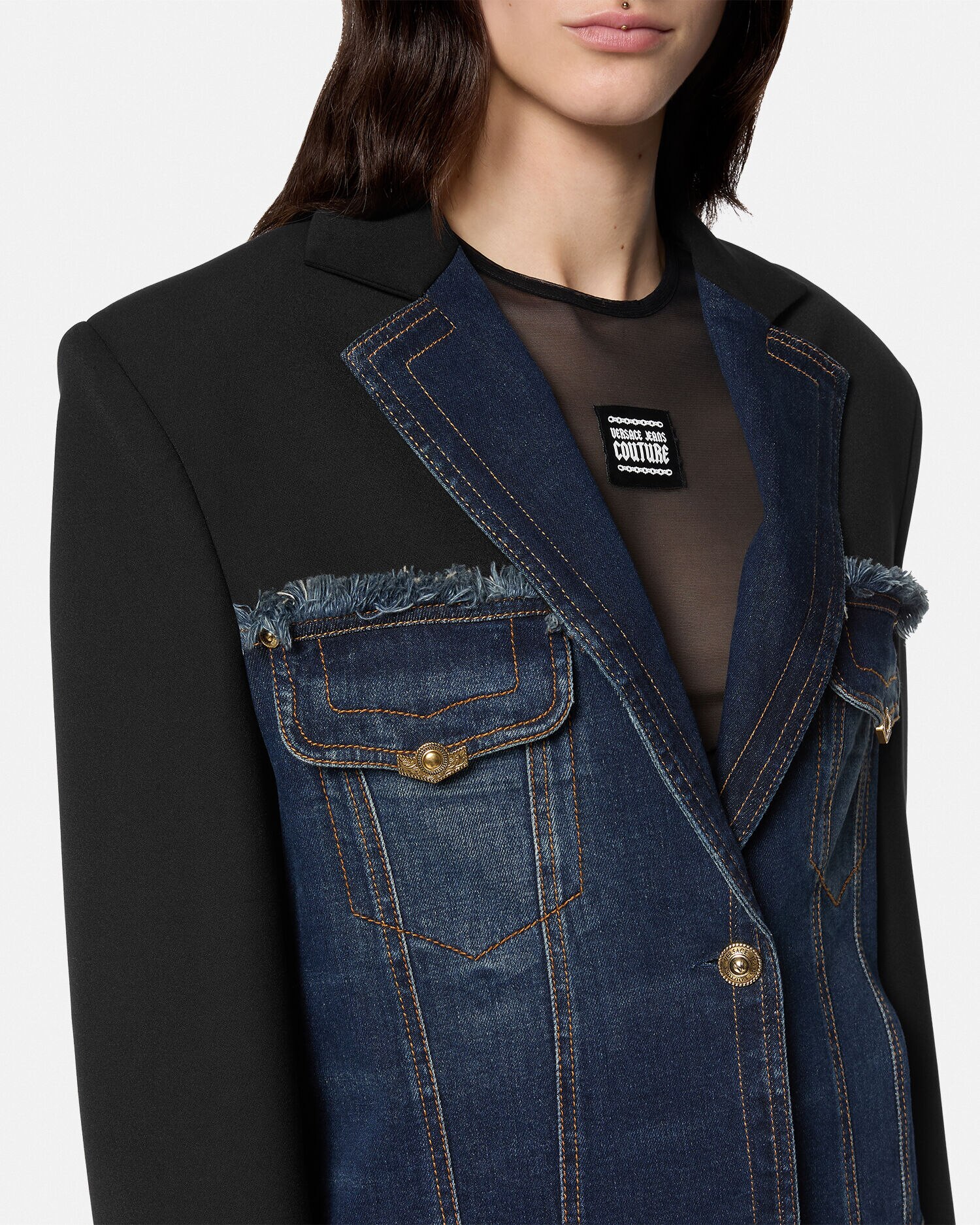 偉大な Paneled US VERSACE | Blazer Denim ジャケット・アウター