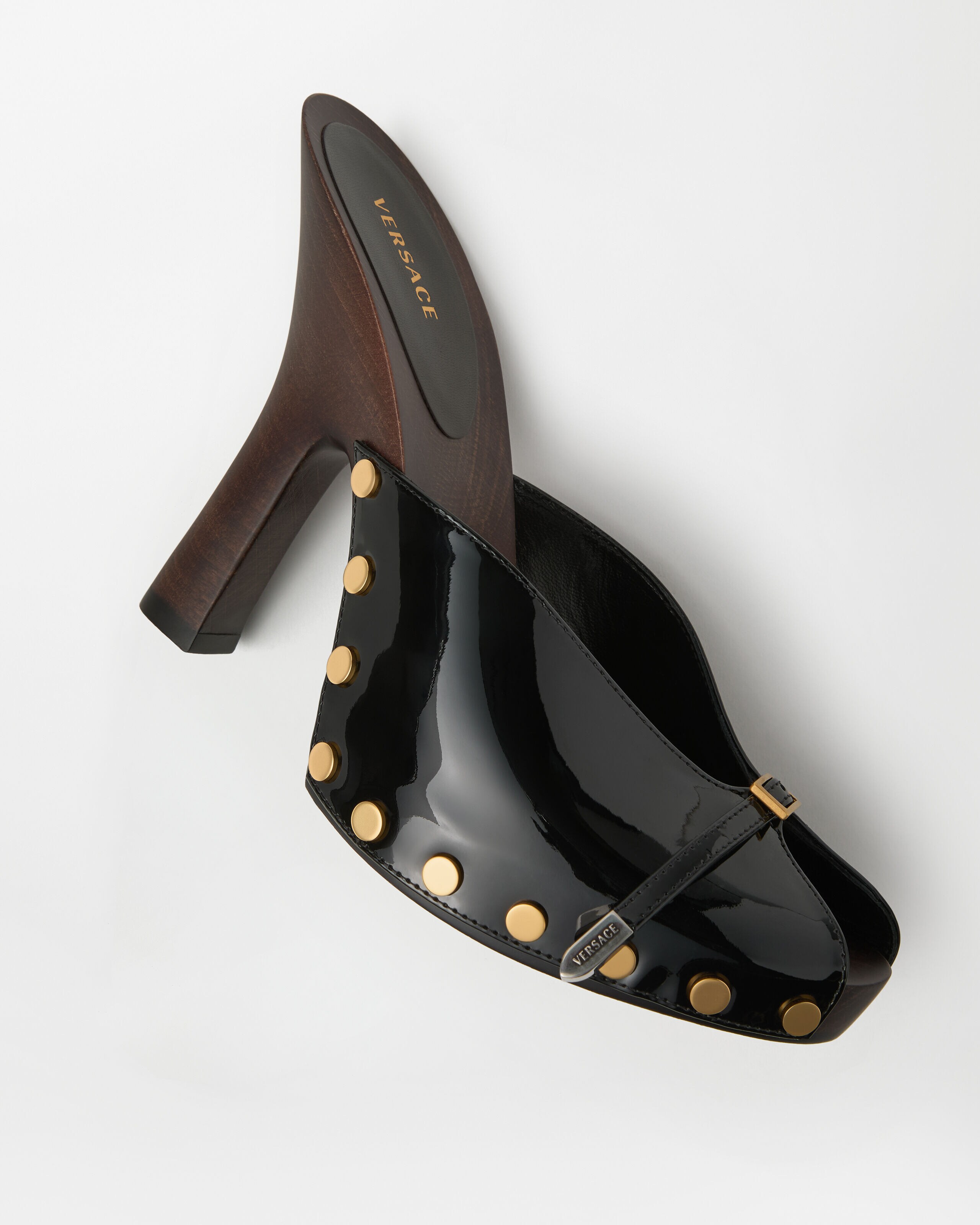 Sassi Patent Clogs 105 mm Black | VERSACE US