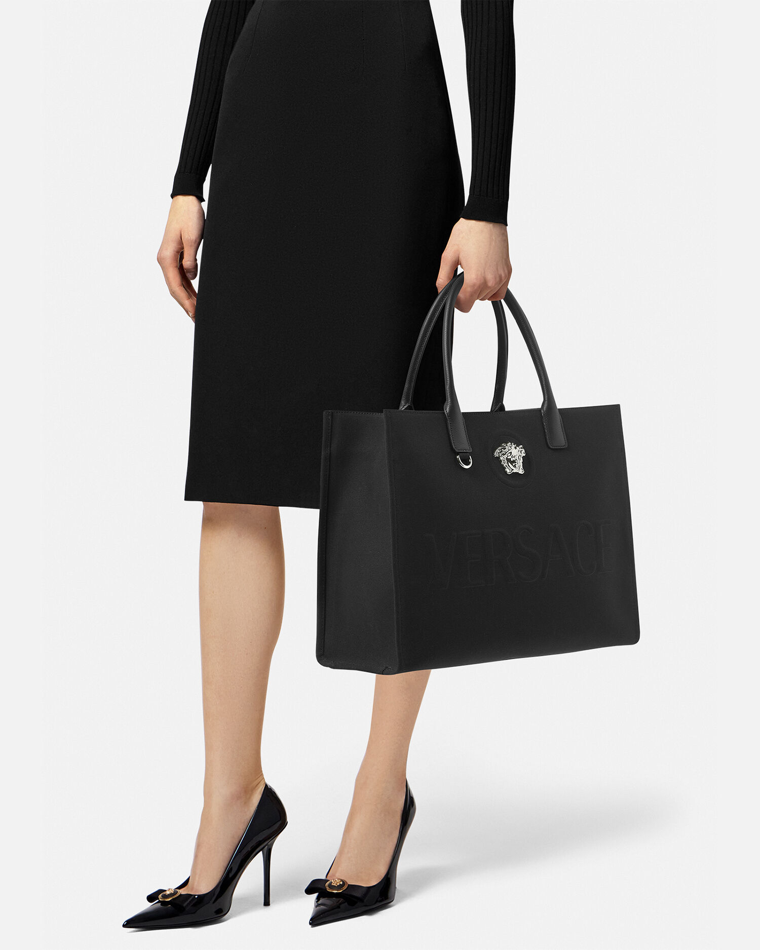 Versace black tote new arrivals