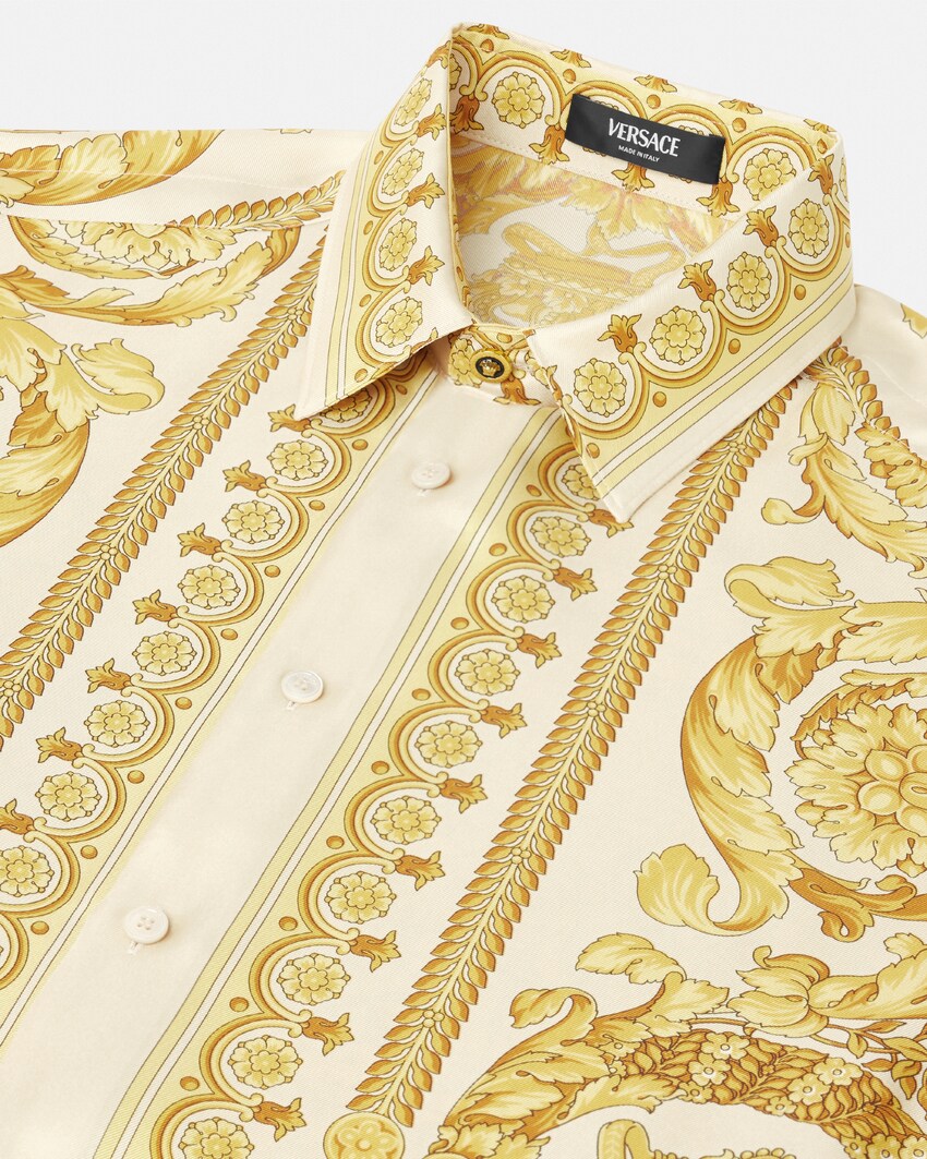 Barocco Silk Shirt Yellow Print VERSACE Clearance