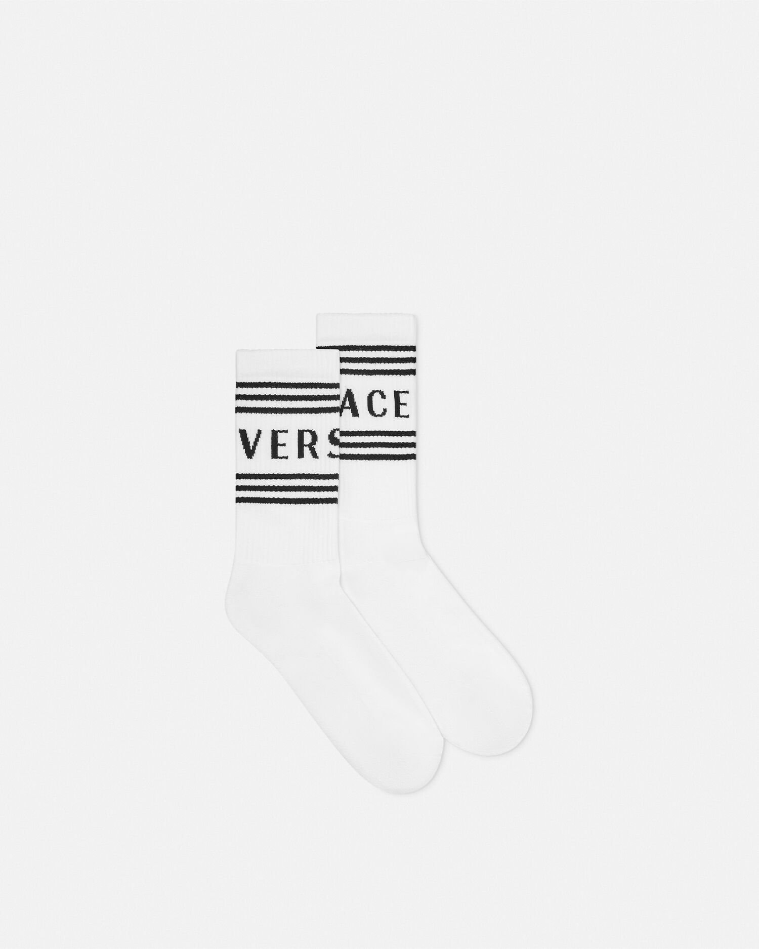 Ribbed Cotton Socks White | VERSACE IN